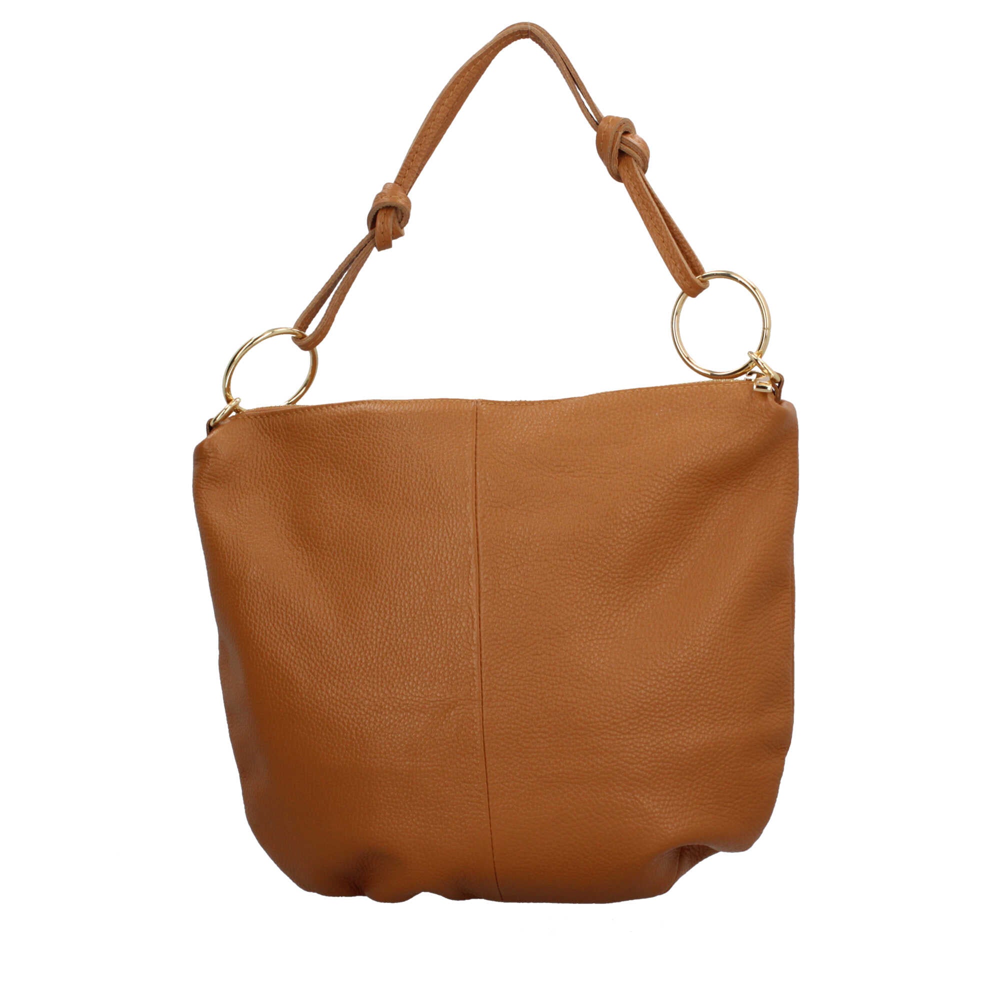 Borsa a spalla in pelle Made in Italy con manico ad anelli