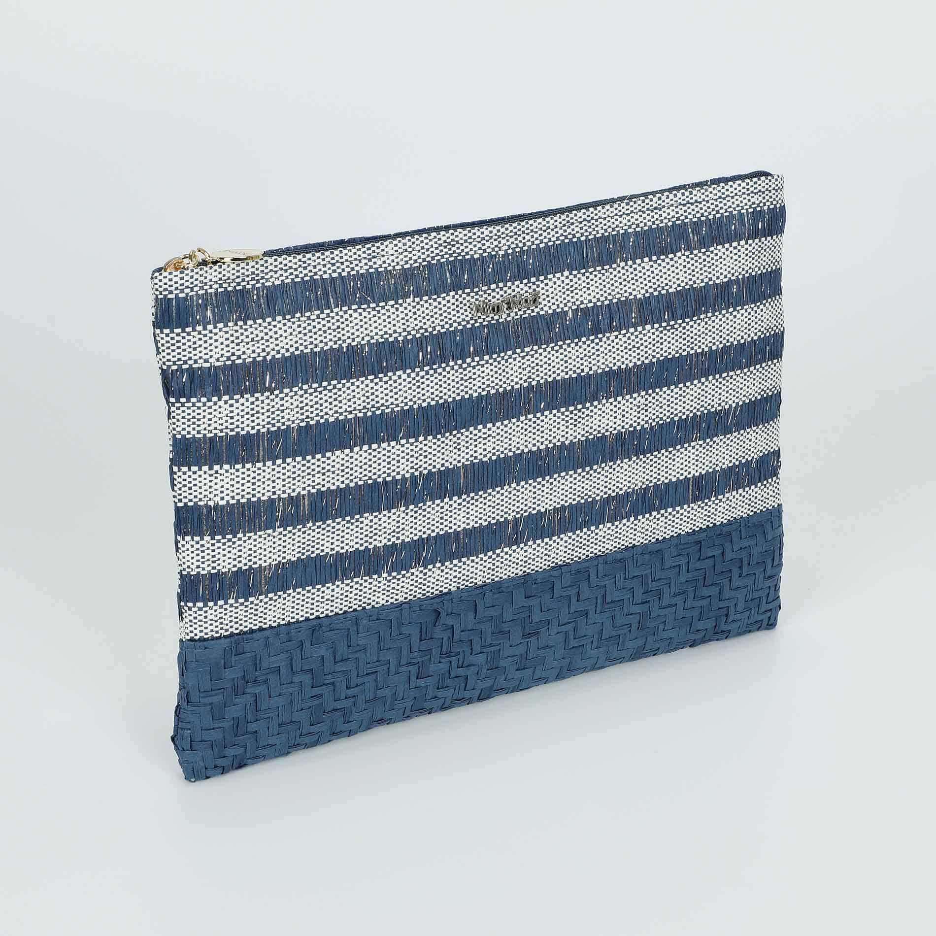 Pochette Mimi Mua in paglia intrecciata con chiusura zip