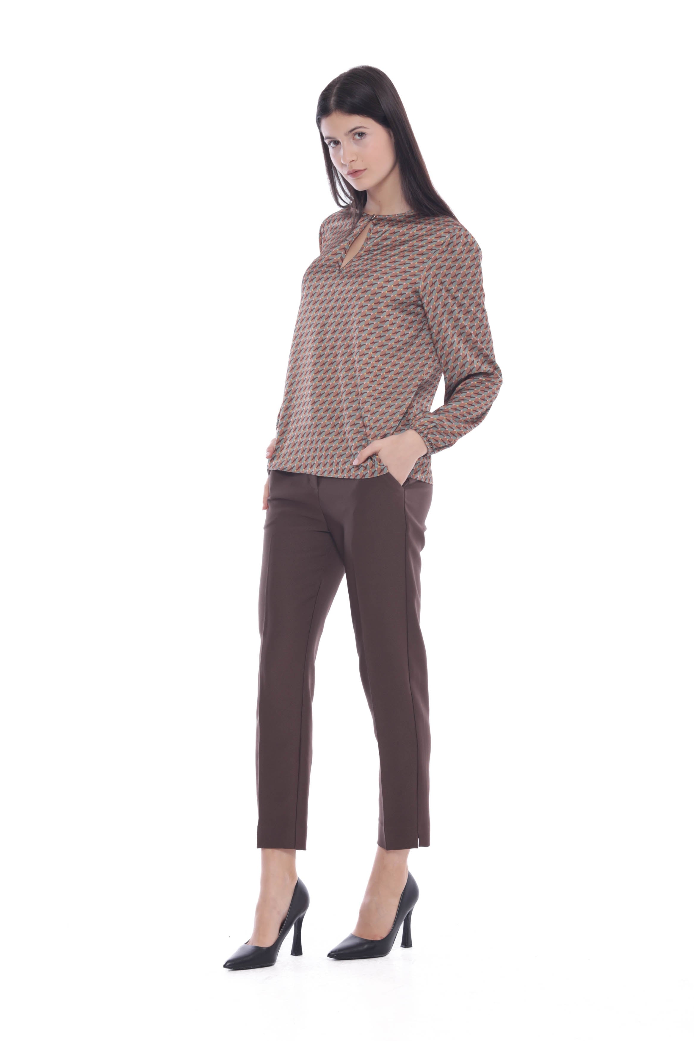 Pantalone sigaretta Mimi Mua in tessuto tecnico con elastico