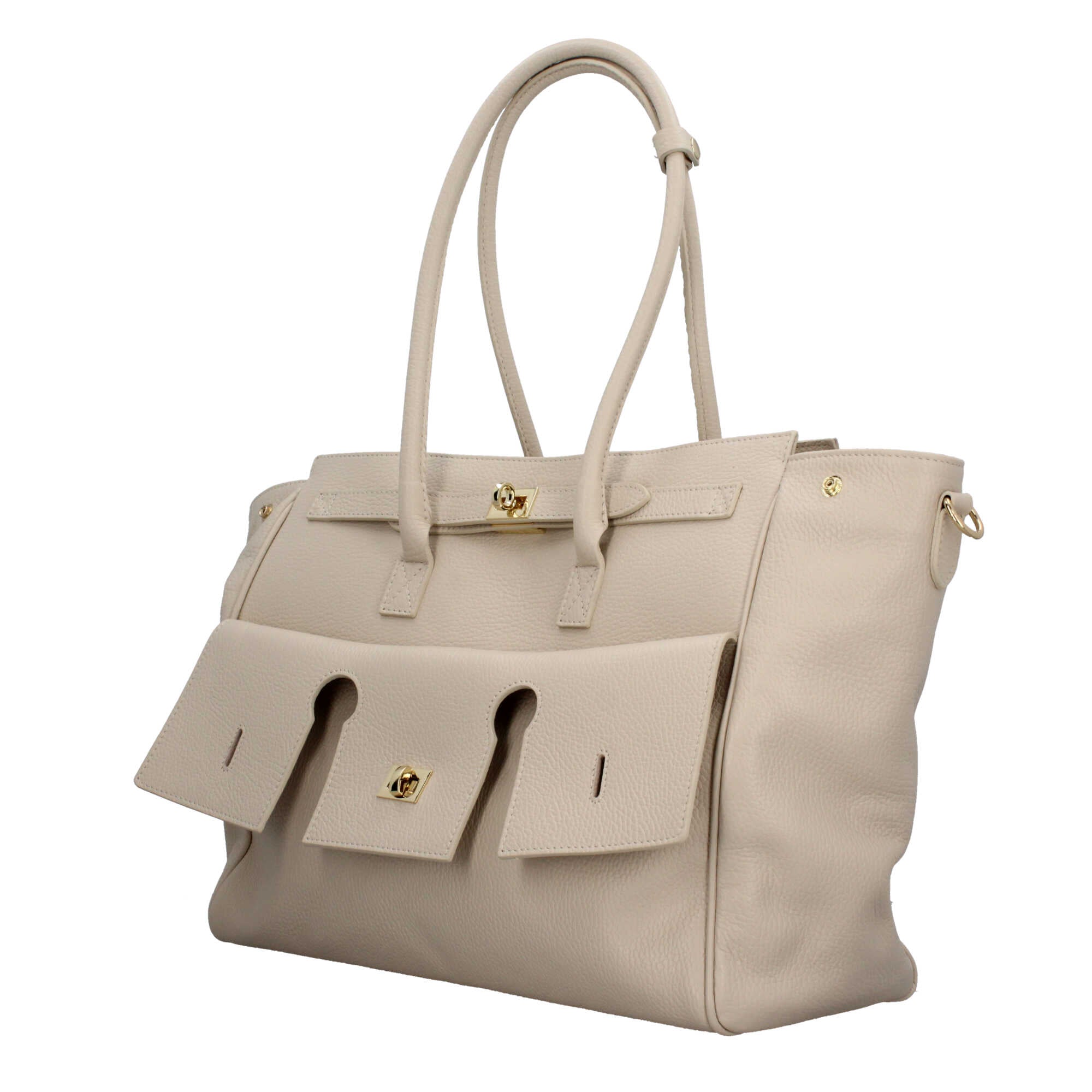 Borsa Made in Italy in vera pelle a spalla con design strutturato