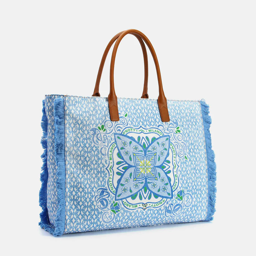 YNot Shopper Milano con stampa mandala e frange laterali