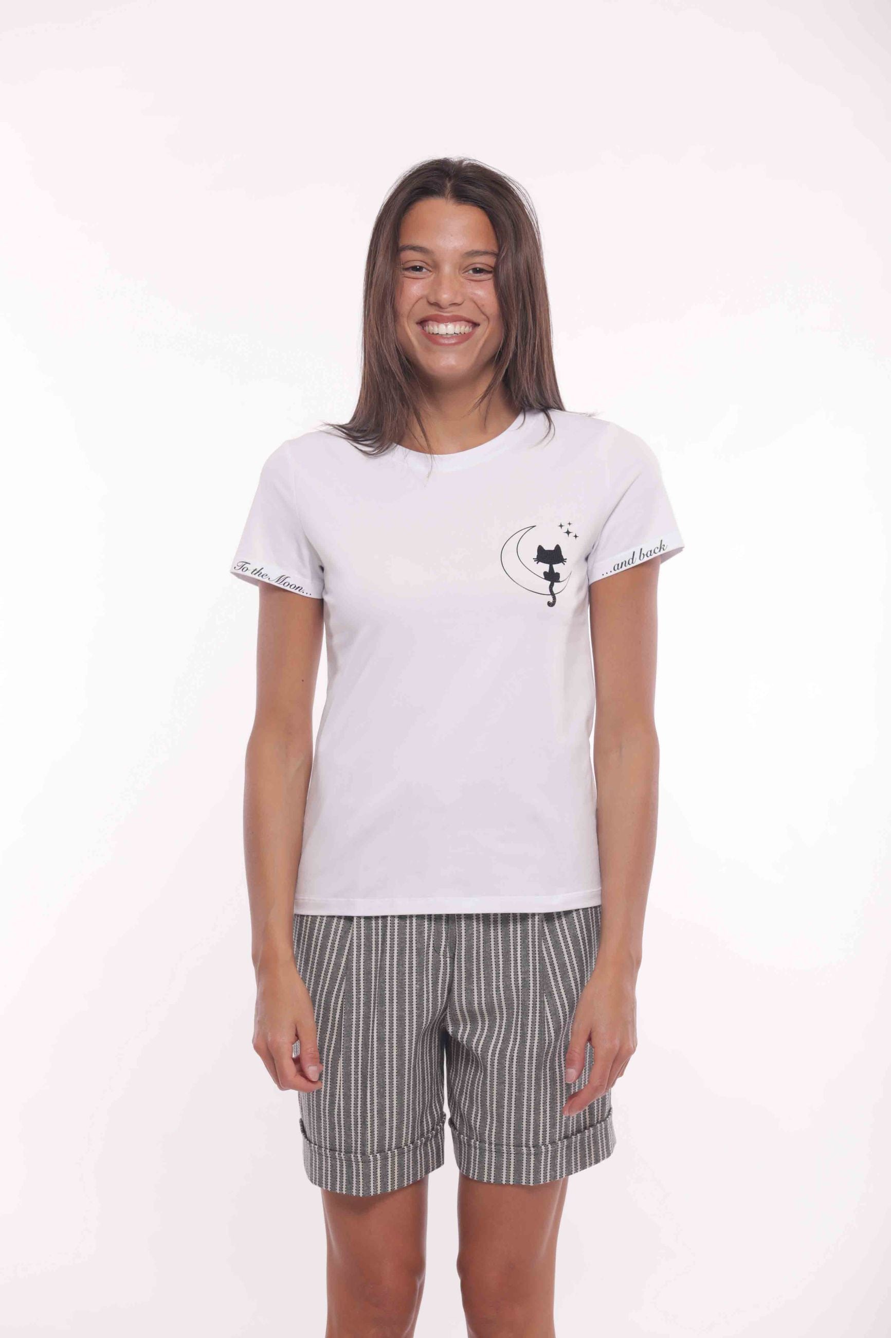 Minimua T-shirt To the Moon and Back con Stampa Lunare Bianco XL | Giò Fashion
