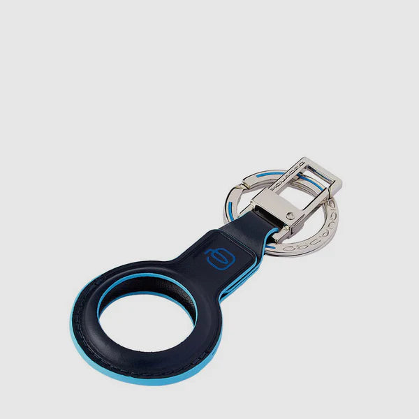 Piquadro portachiavi in pelle per AirTag con moschettone