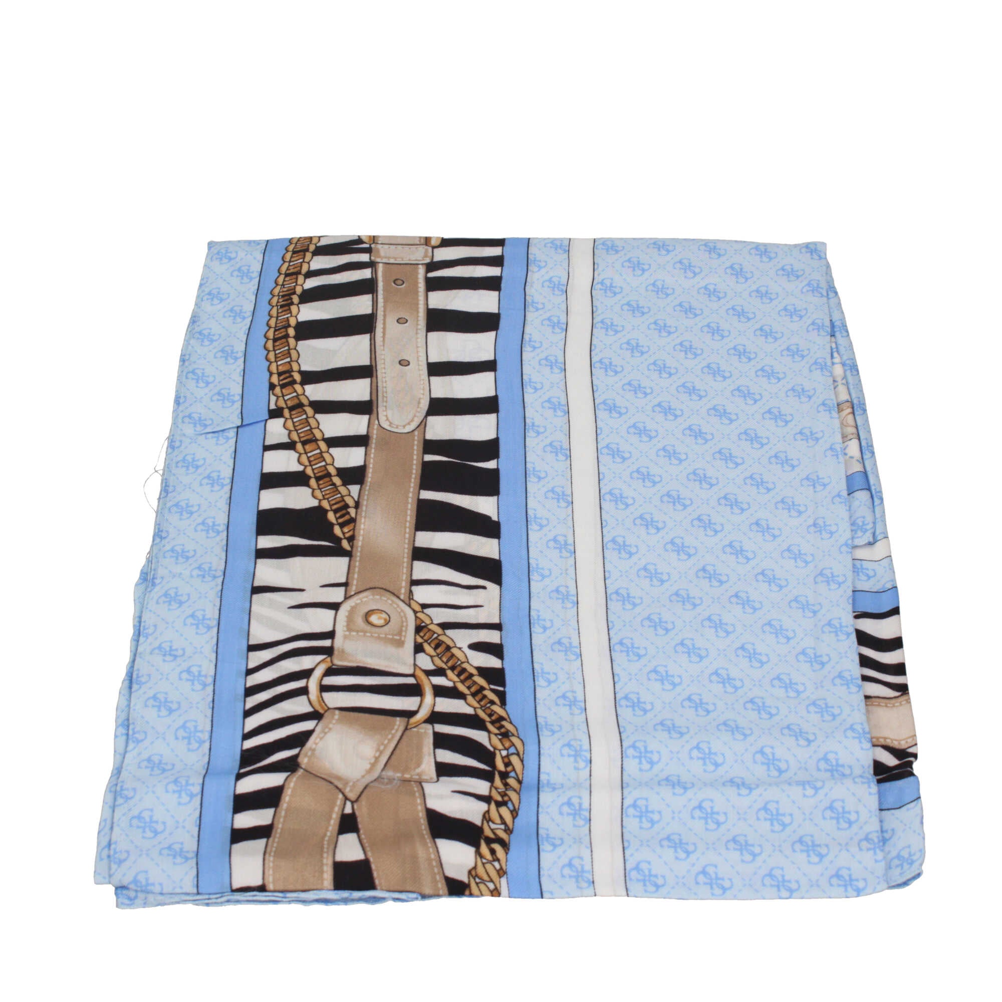 Foulard Guess in viscosa con stampa animalier e dettagli 4G Blu TU | Giò Fashion