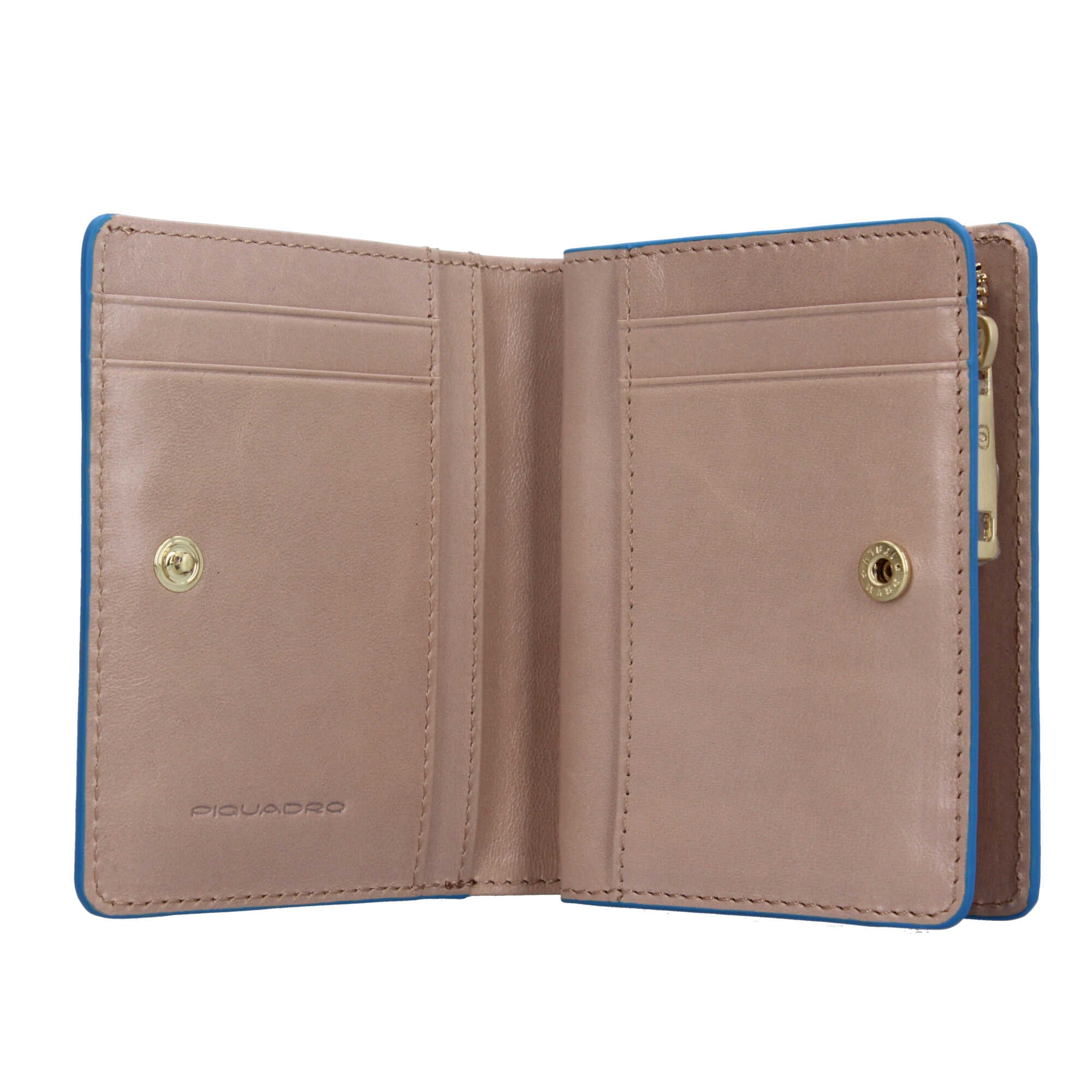 Portafoglio Piquadro compatto in pelle con portamonete e protezione RFID