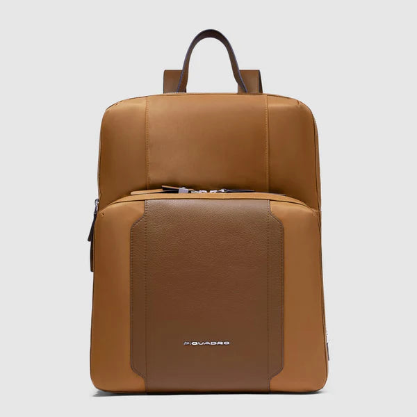 Piquadro zaino espandibile porta PC 15.6" in pelle con protezione antiurto e RFID