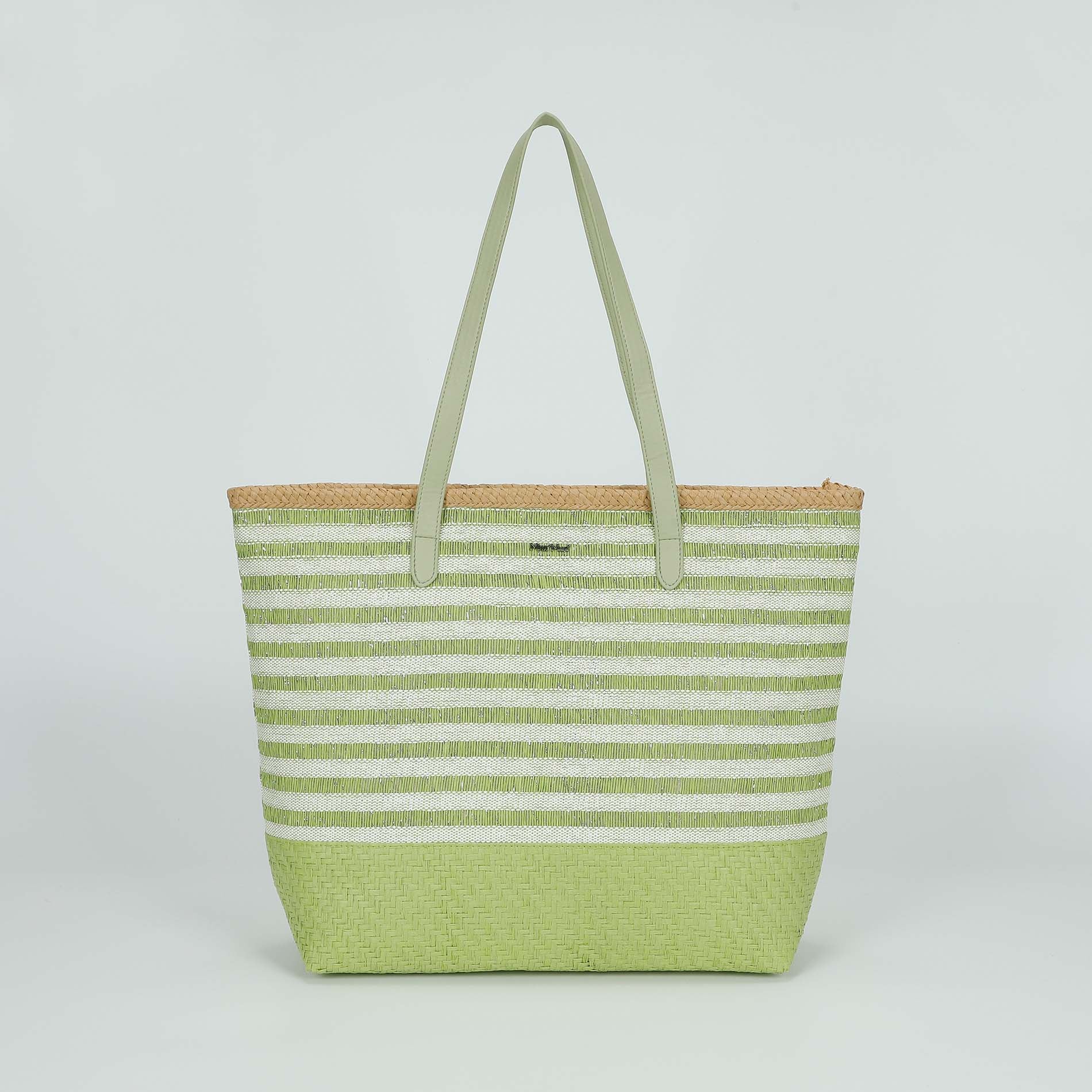 Borsa Mimi Mua in paglia intrecciata con manici lunghi