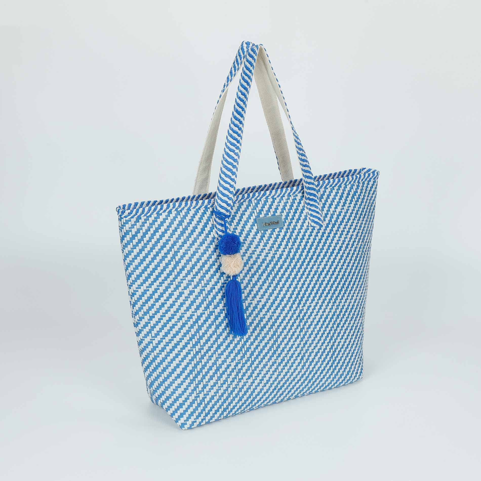 Mimi Mua borsa shopper a righe in paglia intrecciata