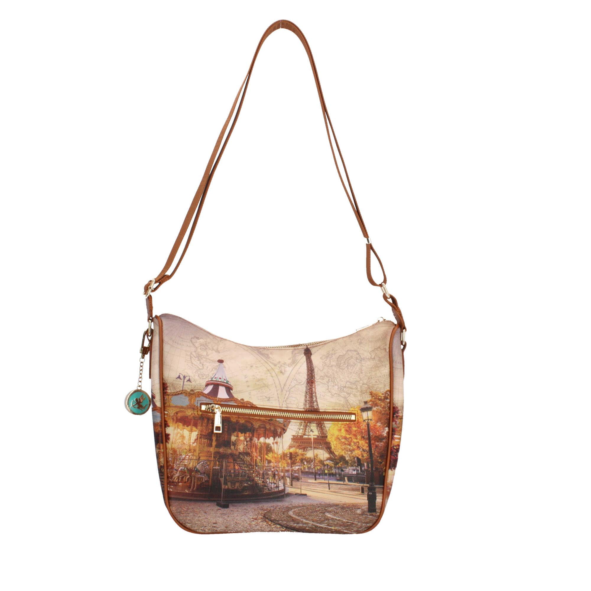 Borsa a tracolla con citta y not