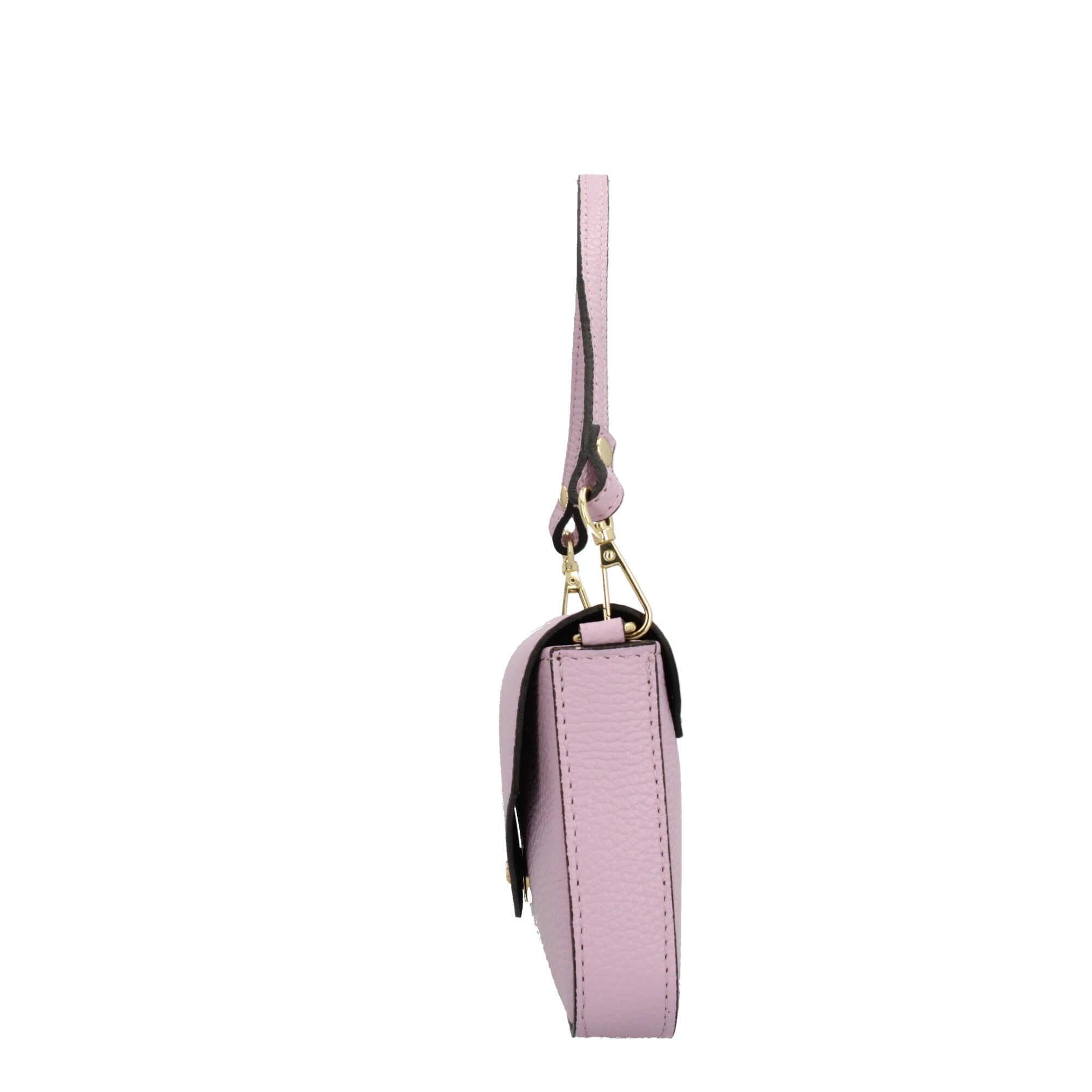 Borsa a spalla con chiusura con bottoncino in vera pelle