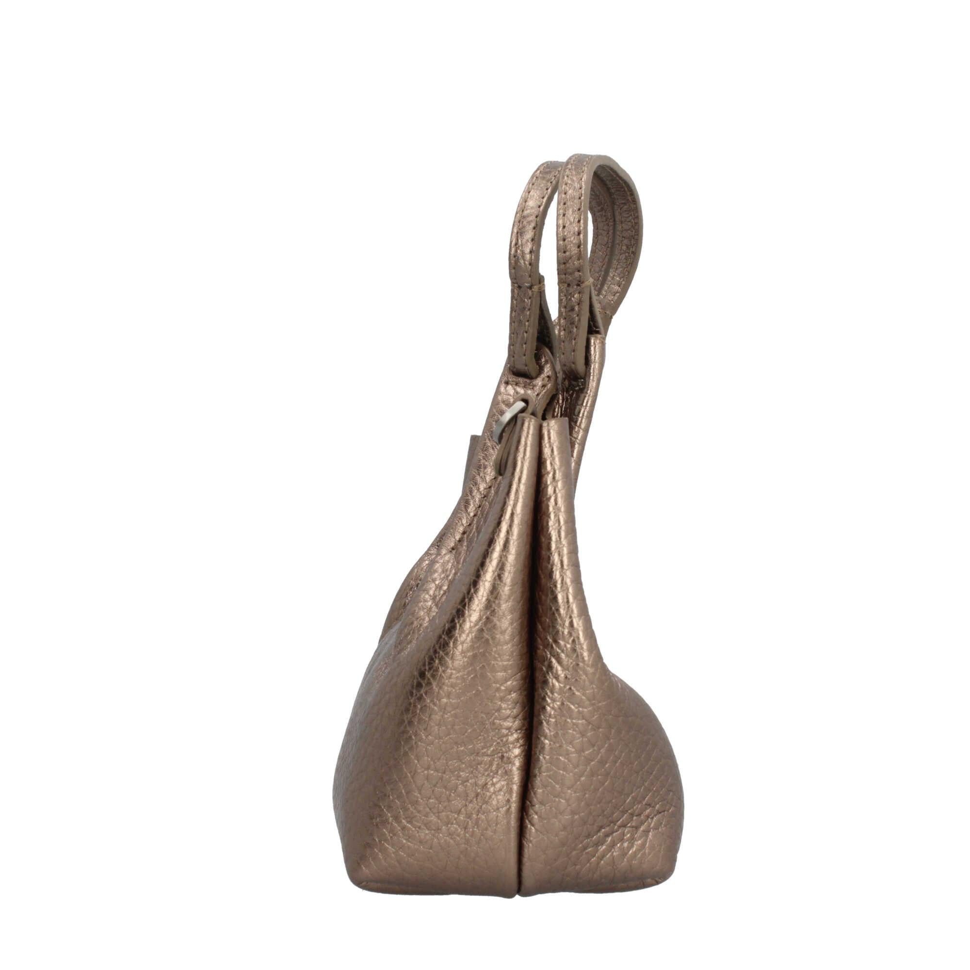Gianni Chiarini Dua Mini Hobo Bag Iconica in Pelle Maxi-Grain con Tracolla