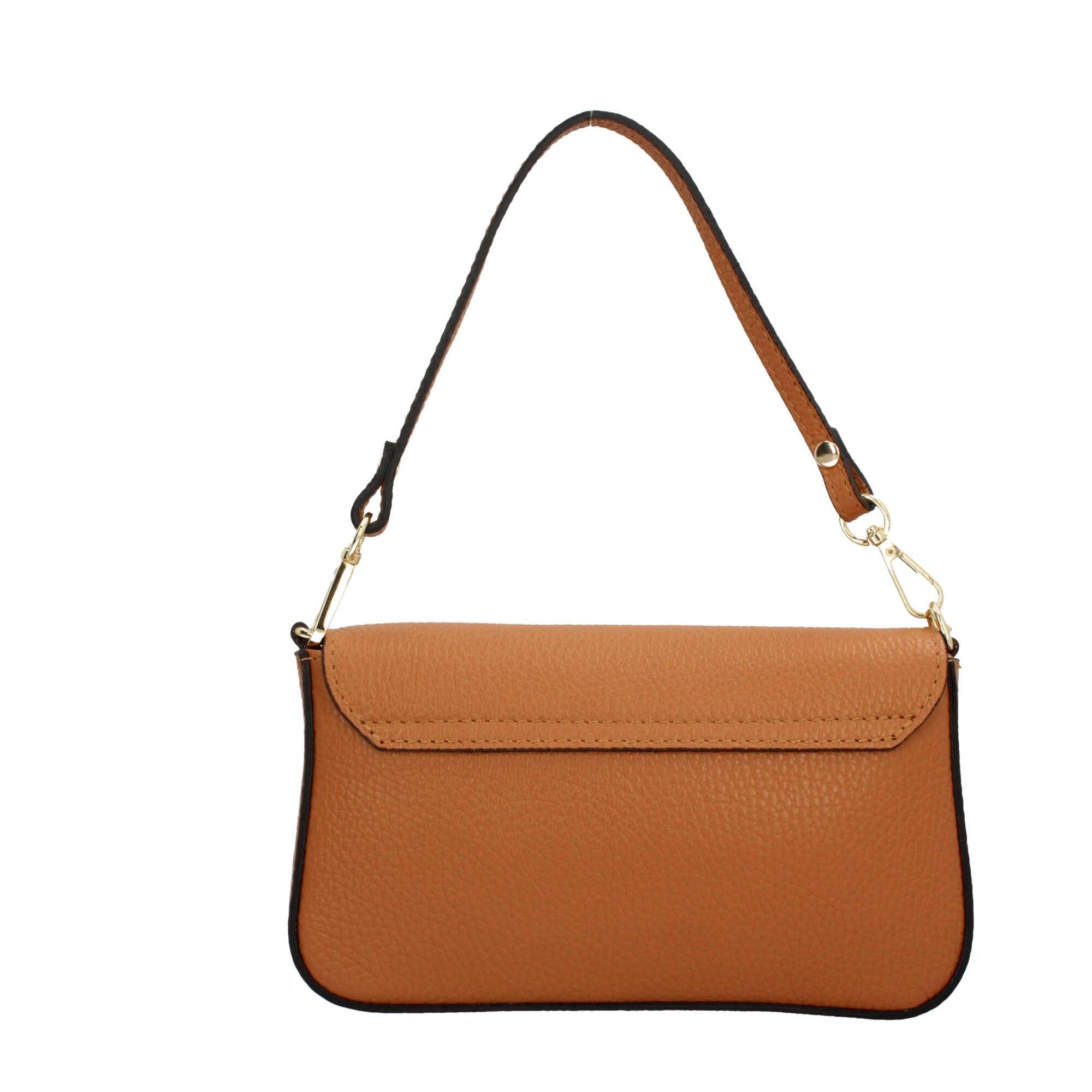Borsa a spalla con chiusura con bottoncino in vera pelle