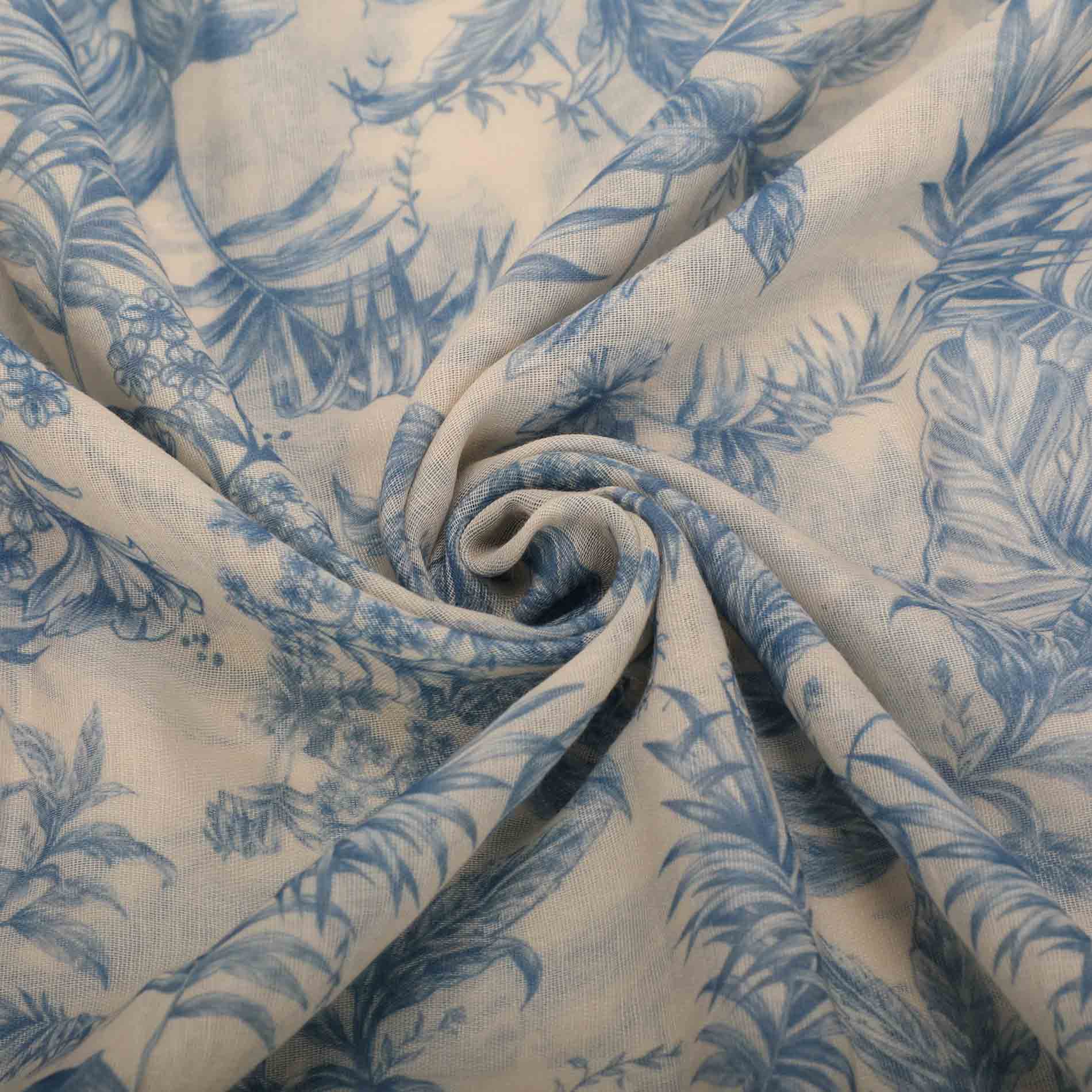 Mimi Mua foulard fantasia Toile de Jouy 180x80 cm Blu TU | Giò Fashion