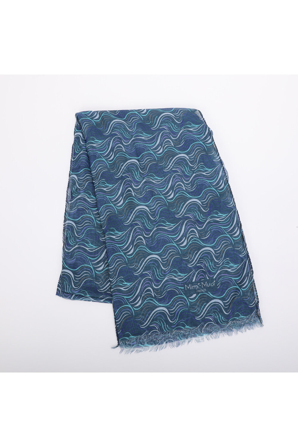 Sciarpa Mimi Mua con fantasia onde eleganti BLU TU | Giò Fashion