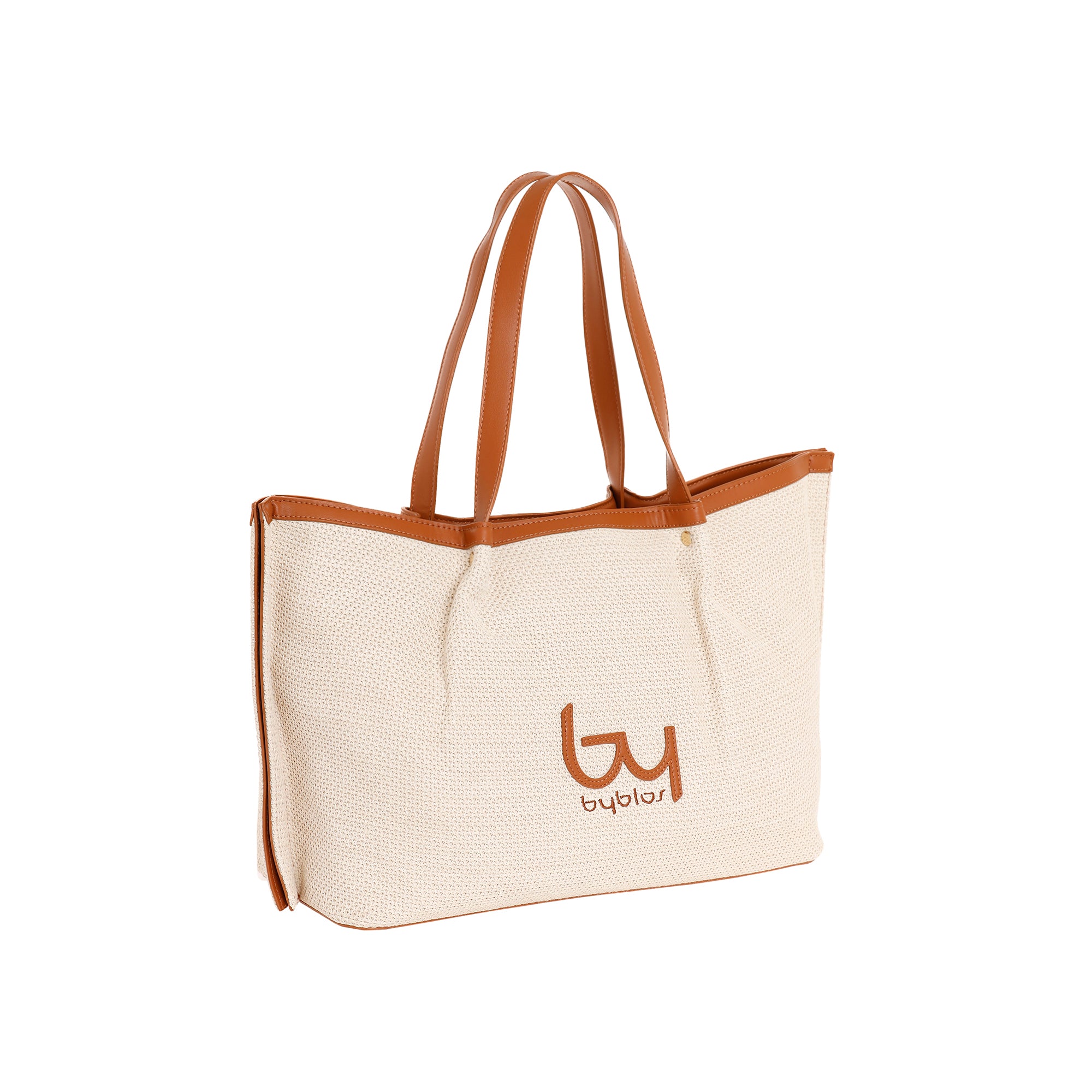 Borsa shopping Byblos donna in tessuto con logo frontale e manici a spalla