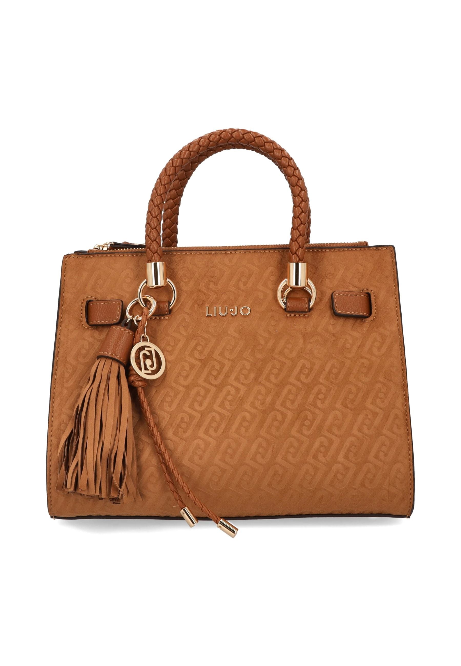 Borsa a mano Liu Jo elegante con logo all over e dettagli intrecciati CUOIO TU | Giò Fashion