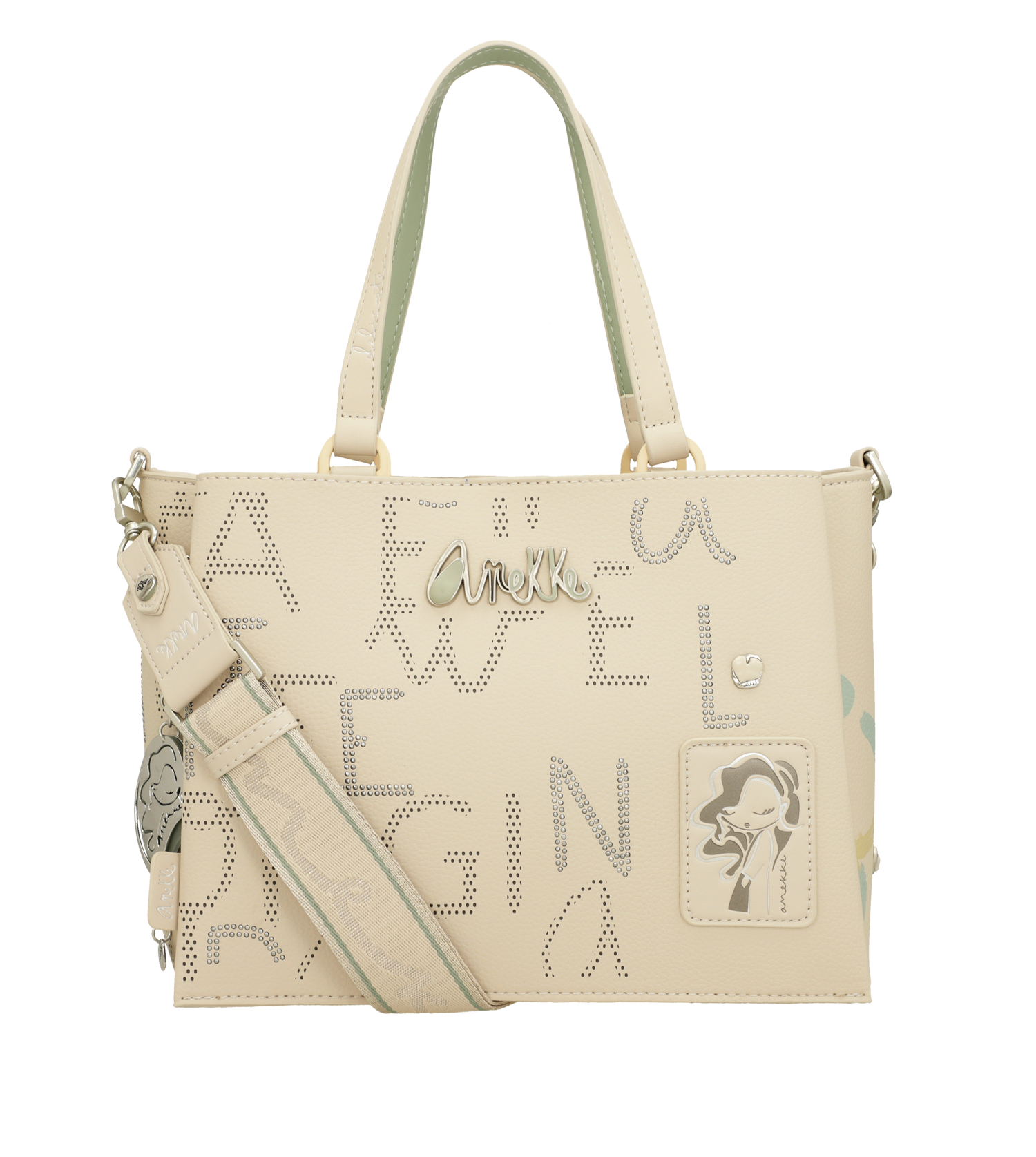 Borsa Anekke a mano con trafori e tracolla rimovibile Beige TU | Giò Fashion