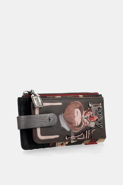 Portafoglio Anekke con stampa artistica e chiusura a bottone