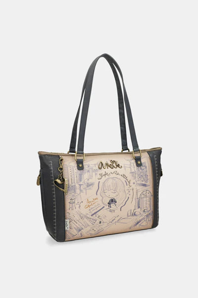 Shopper Anekke con doppio manico e grafica illustrata