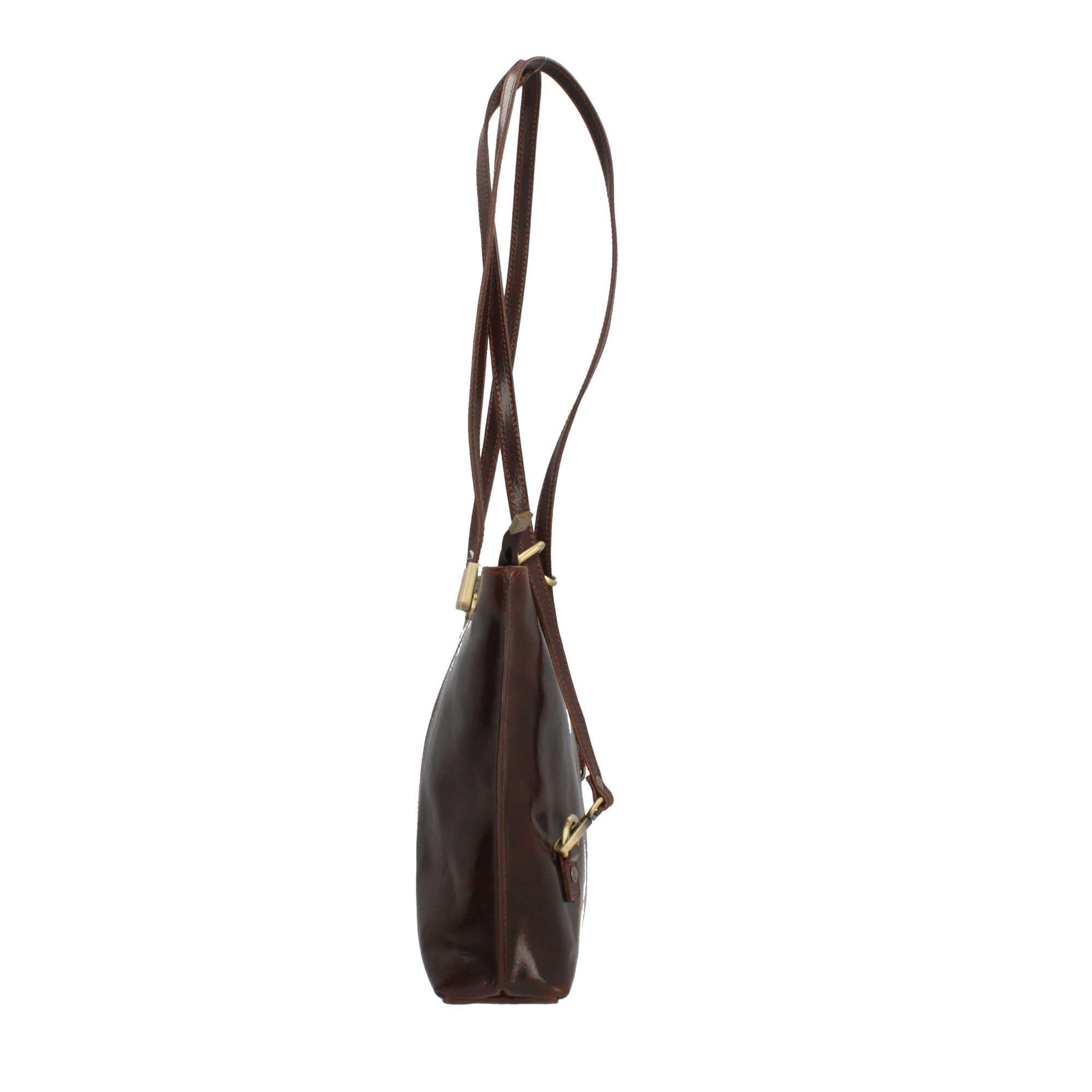Borsa shopping con manici lunghi in vera pelle Made In Italy