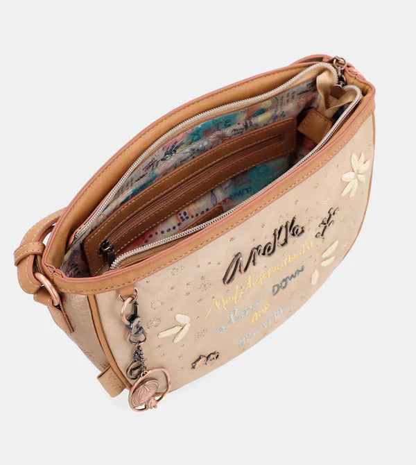 Borsa a tracolla Anekke Mediterranean con dettagli floreali ricamati Beige TU | Giò Fashion