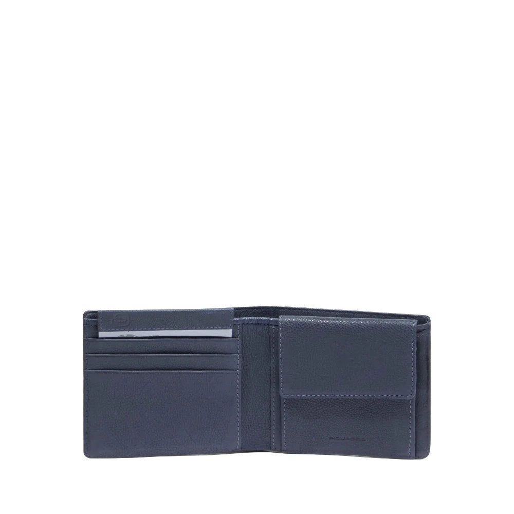 Portafoglio Piquadro in pelle e tessuto con portacarte