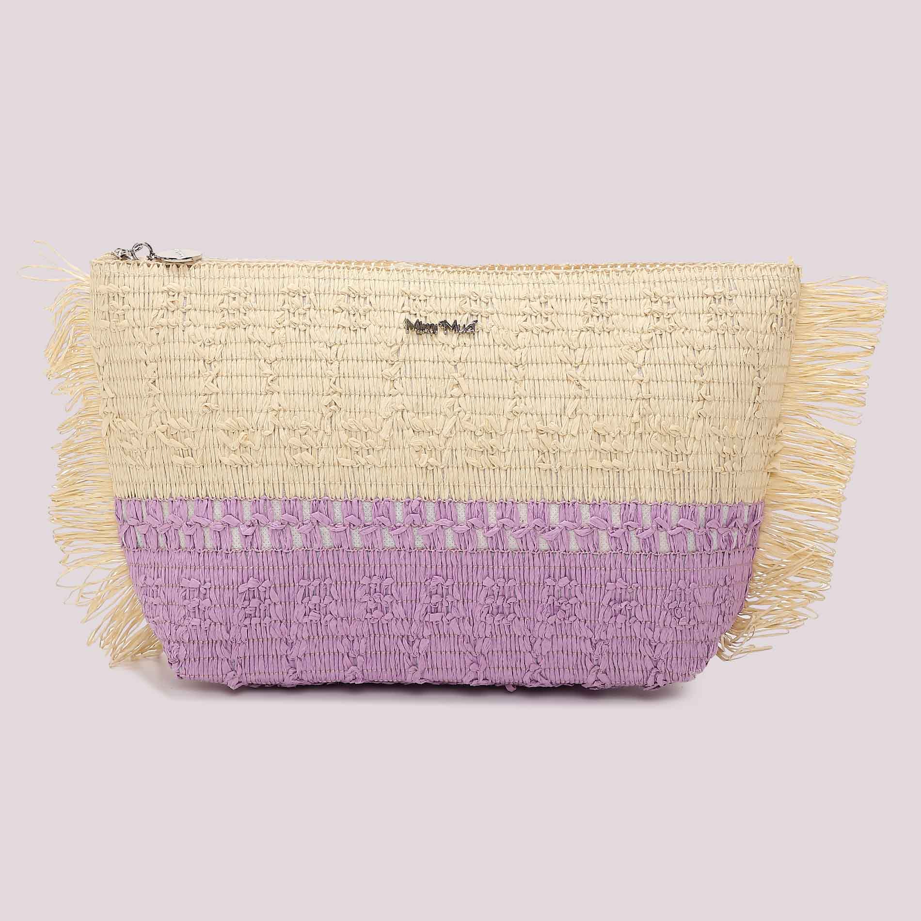 Mimi Mua pochette mare intrecciata con frange