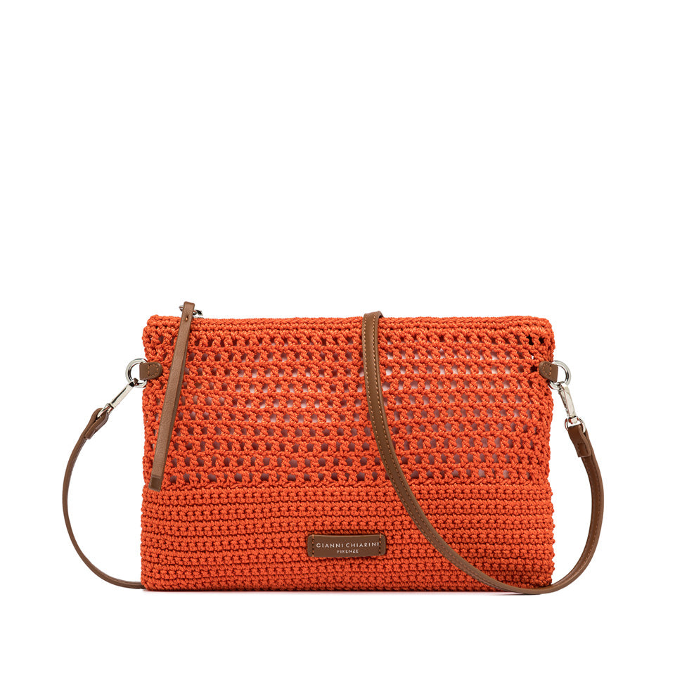 Pochette Gianni Chiarini in tessuto uncinetto con tracolla removibile Arancione TU | Giò Fashion