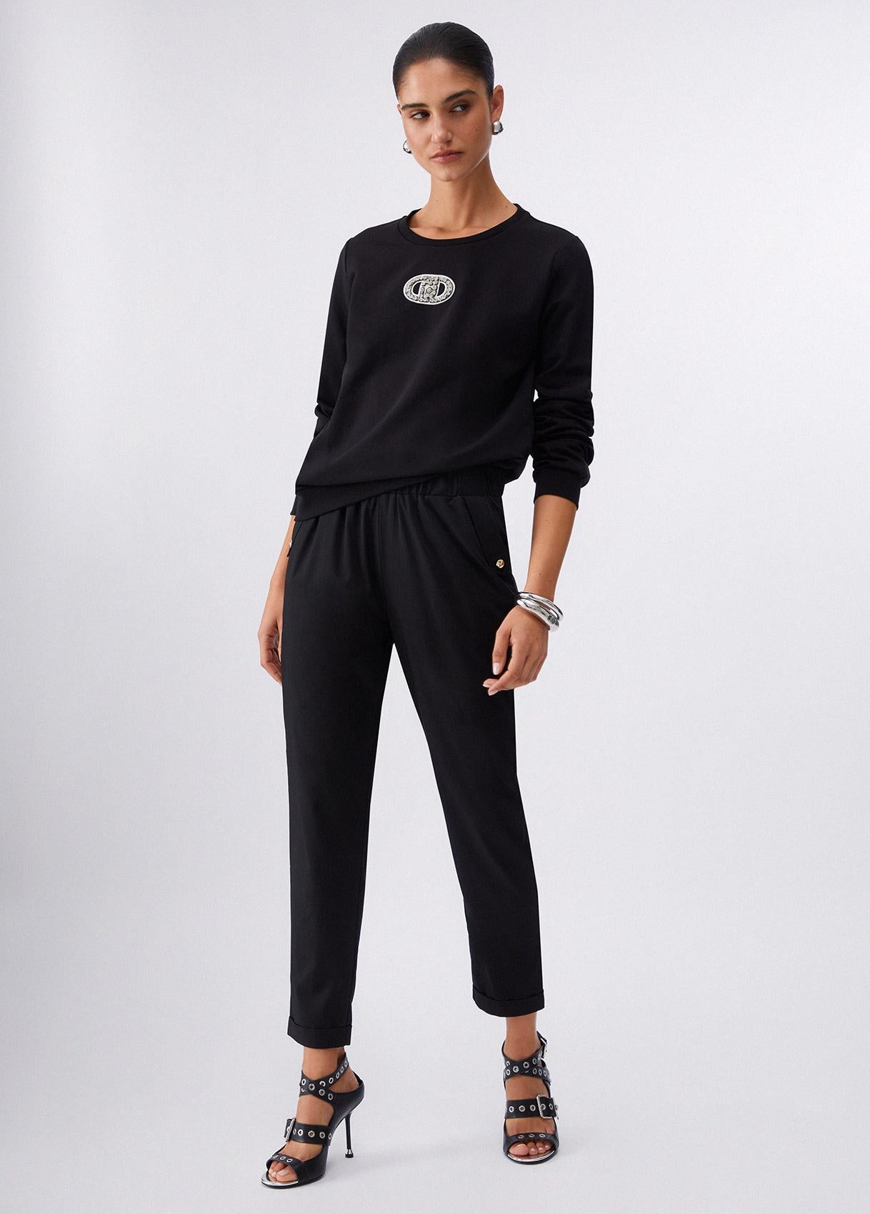 Pantaloni Liu Jo donna con vita elasticizzata e gamba affusolata Nero S | Giò Fashion
