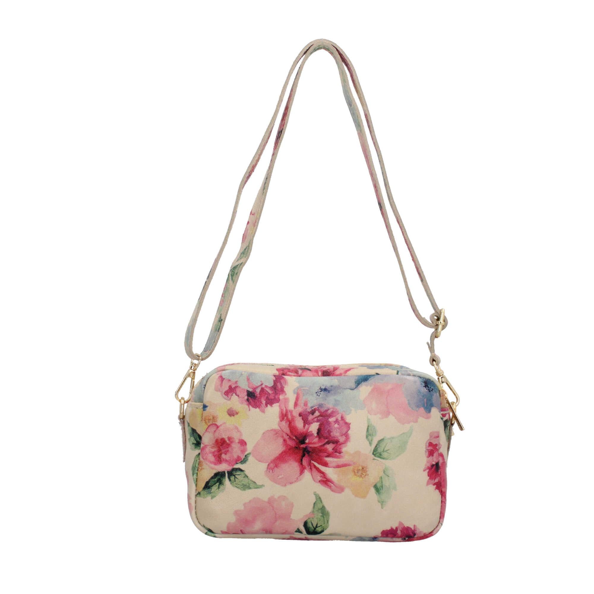 Saponetta Made In Italy in vera pelle con fantasia floreale