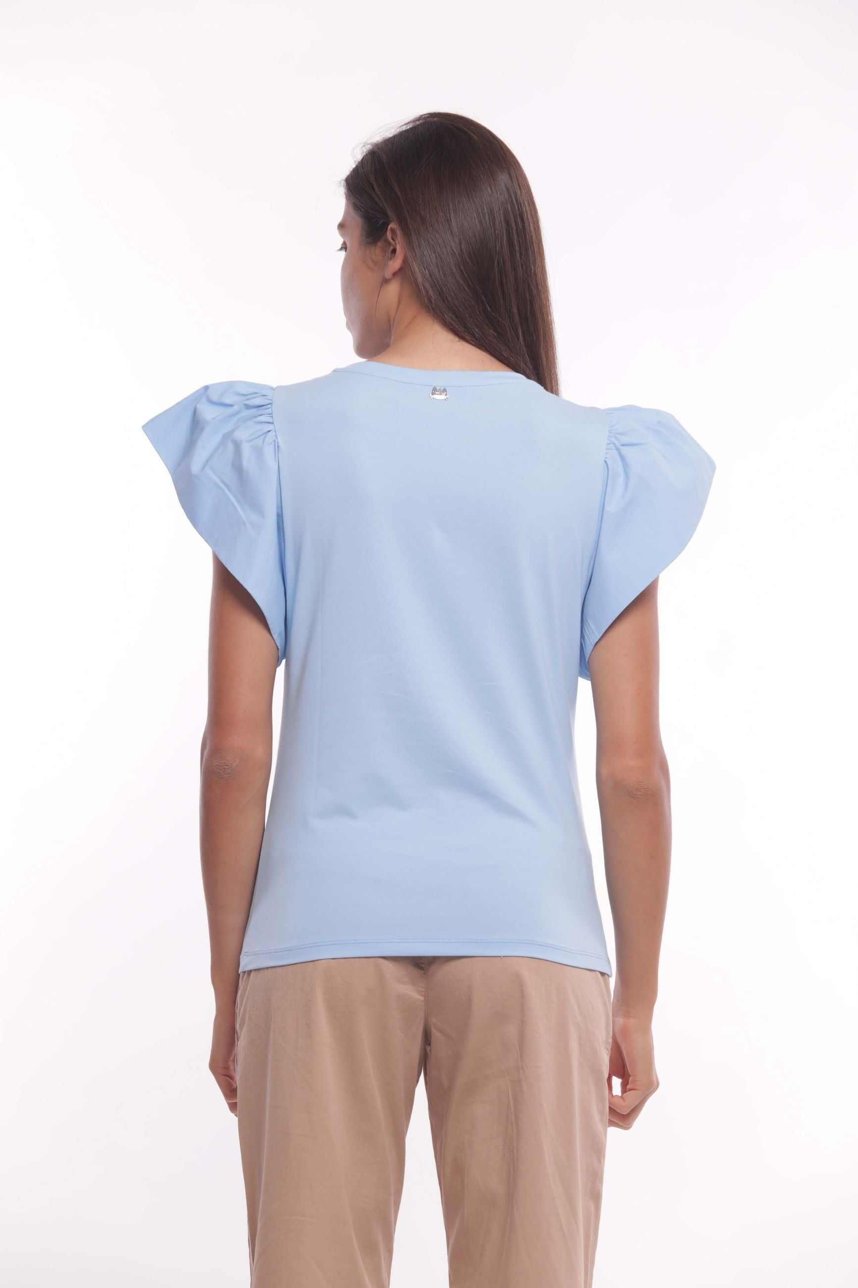 Minimua T-shirt con Maniche Volant e Taglio Elegante