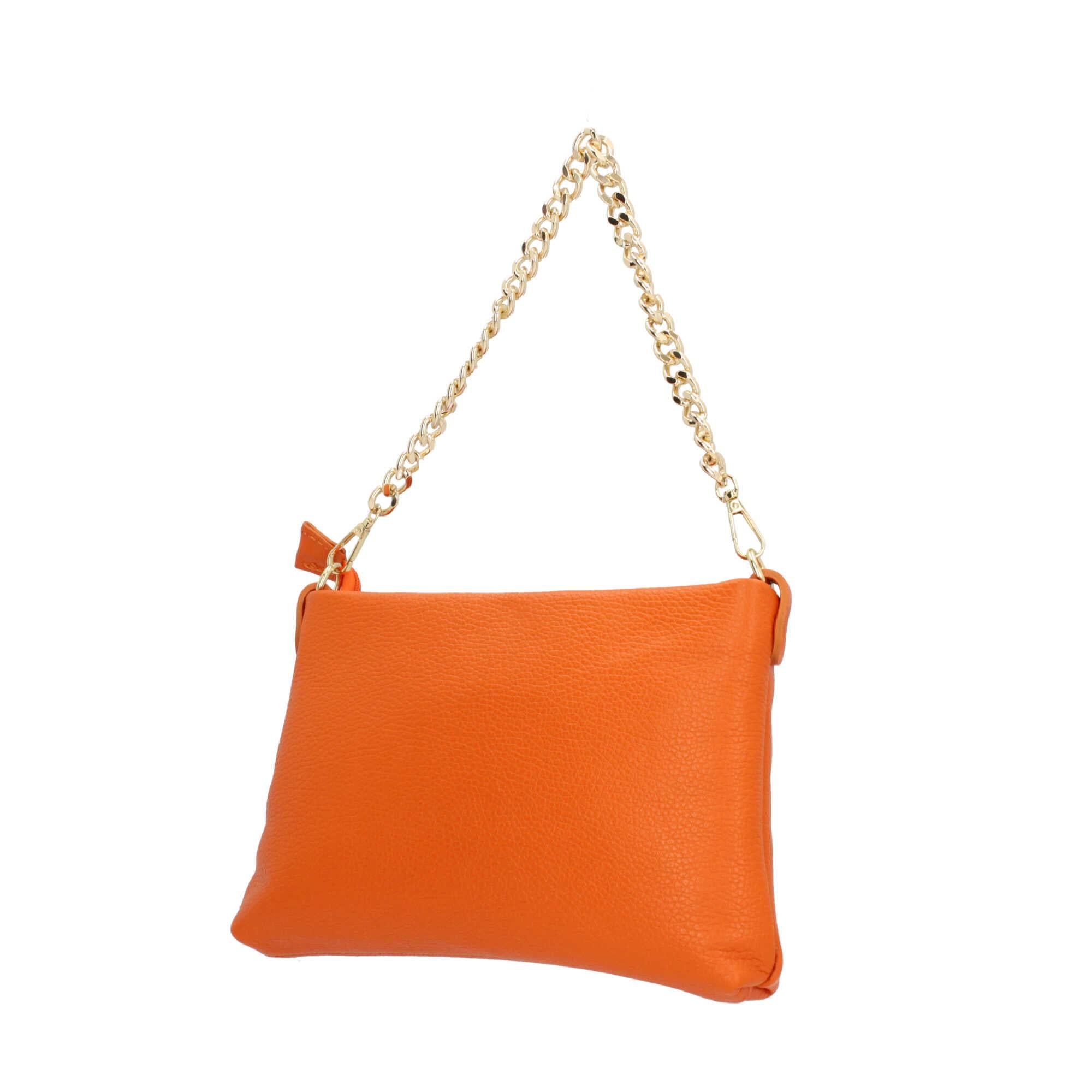 Borsa a spalla in vera pelle con catena Made In Italy