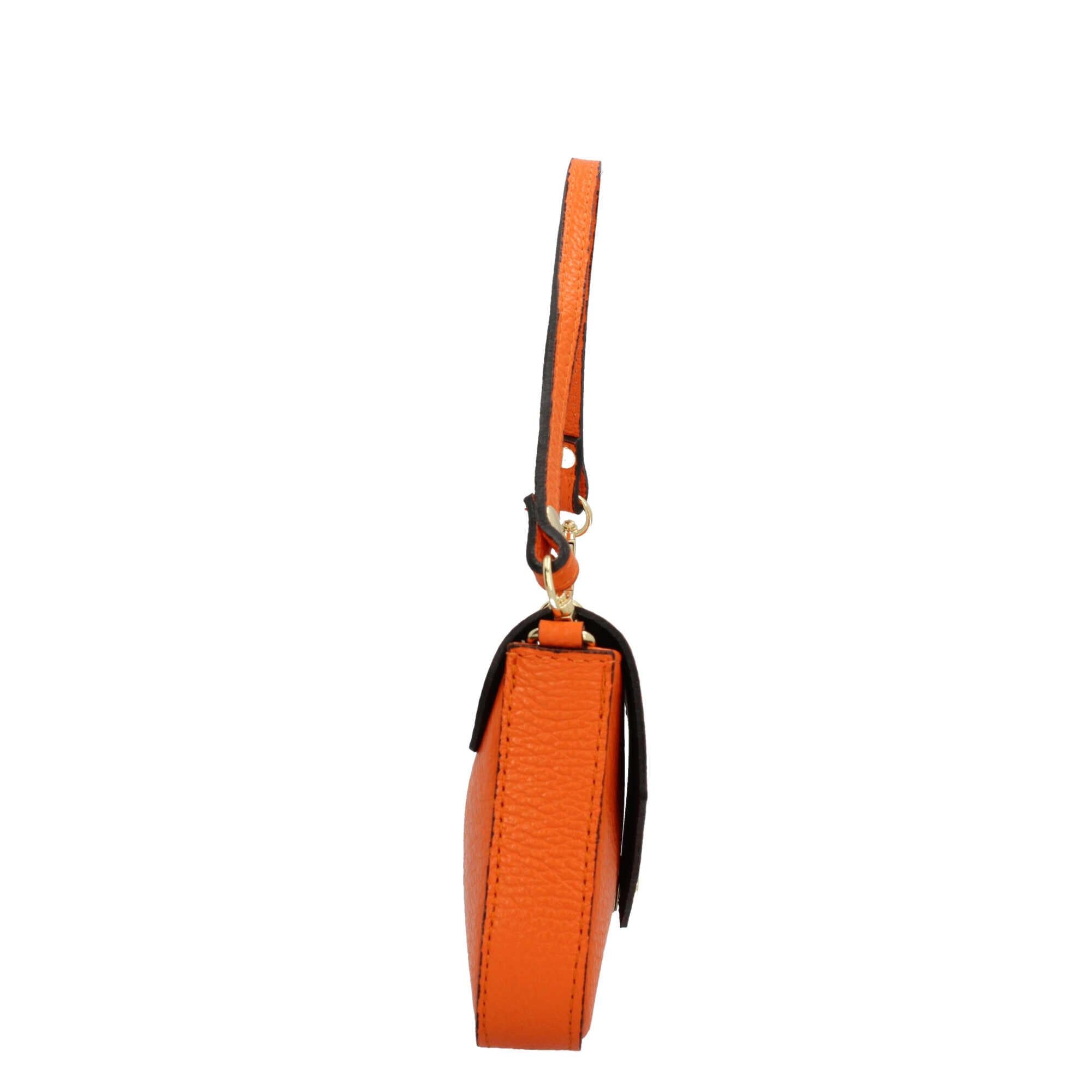 Borsa a spalla con chiusura con bottoncino in vera pelle