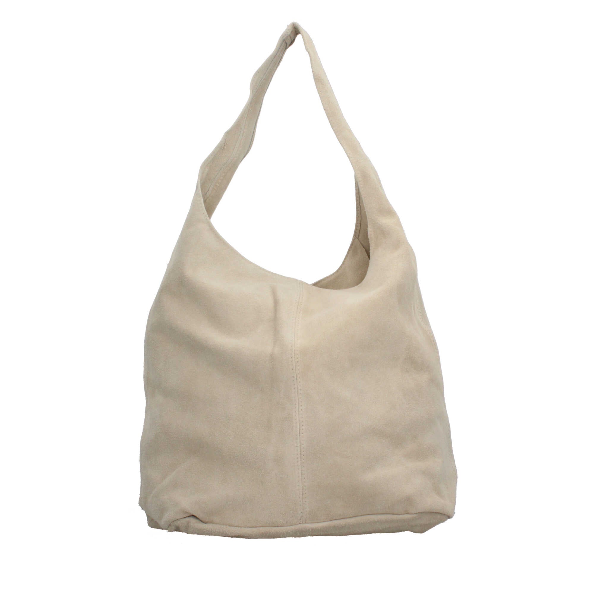 Borsa a spalla in camoscio Made in Italy dal design contemporaneo