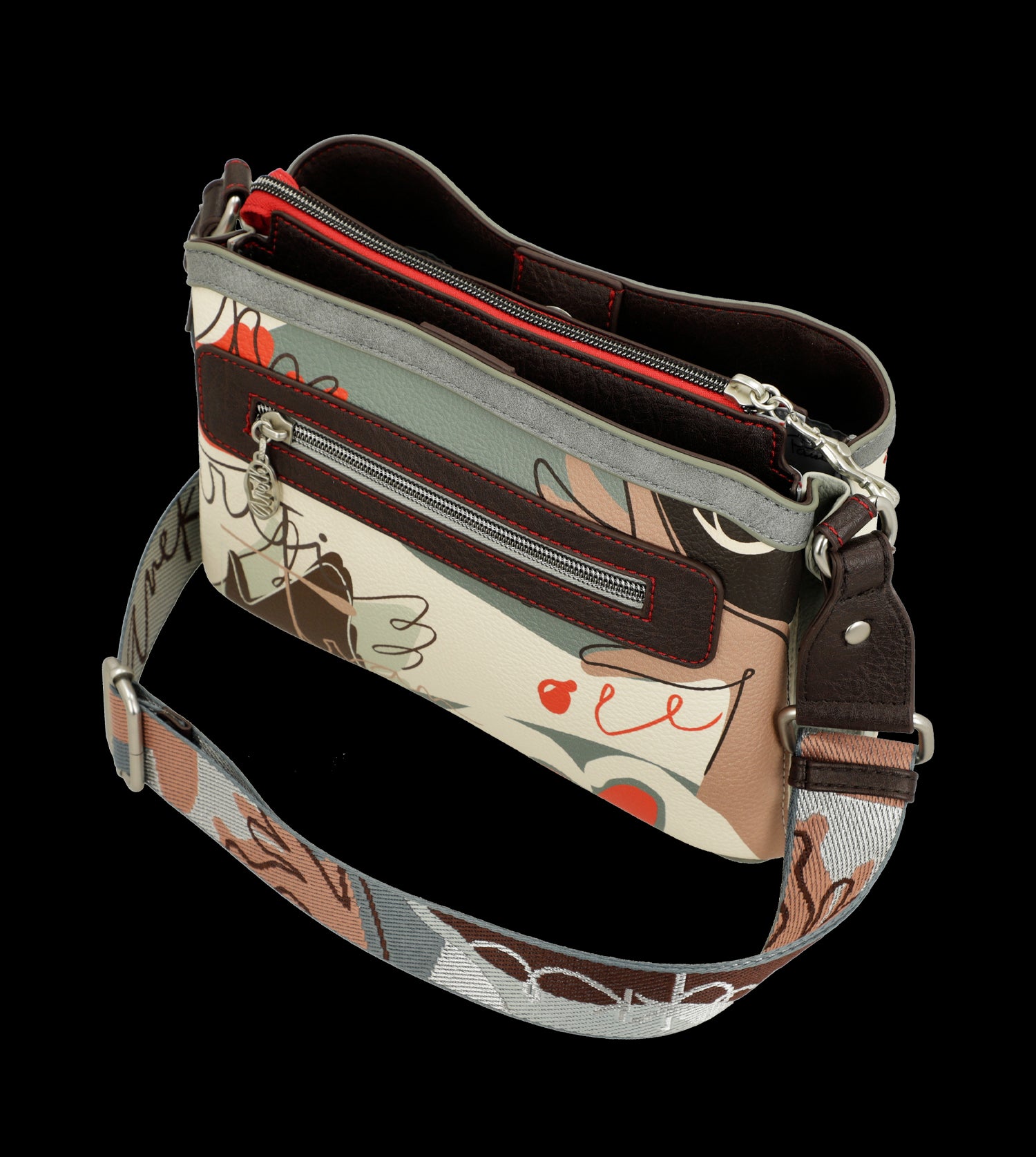 Borsa a tracolla Anekke compatta con design artistico