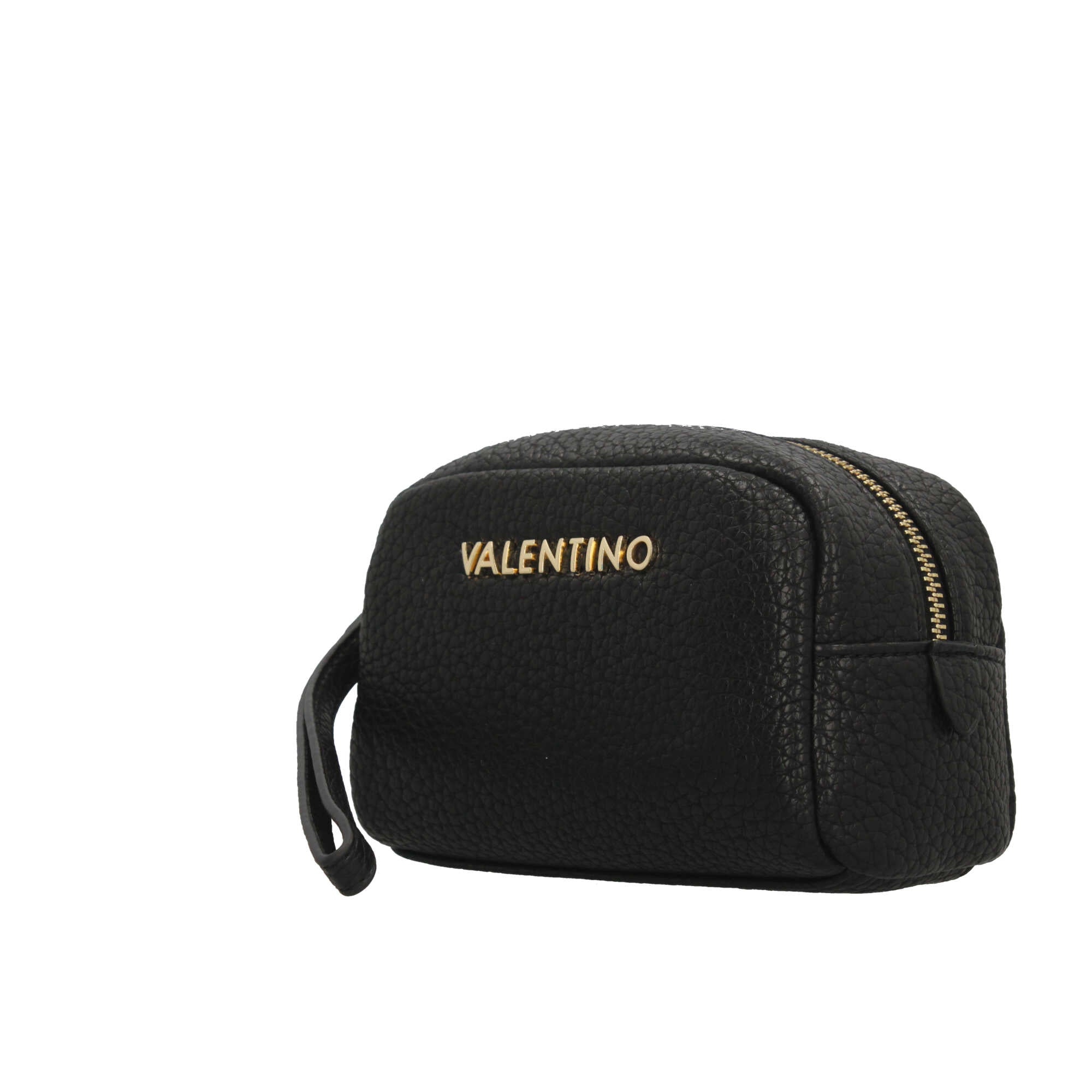 Valentino beauty case compatto con logo e zip