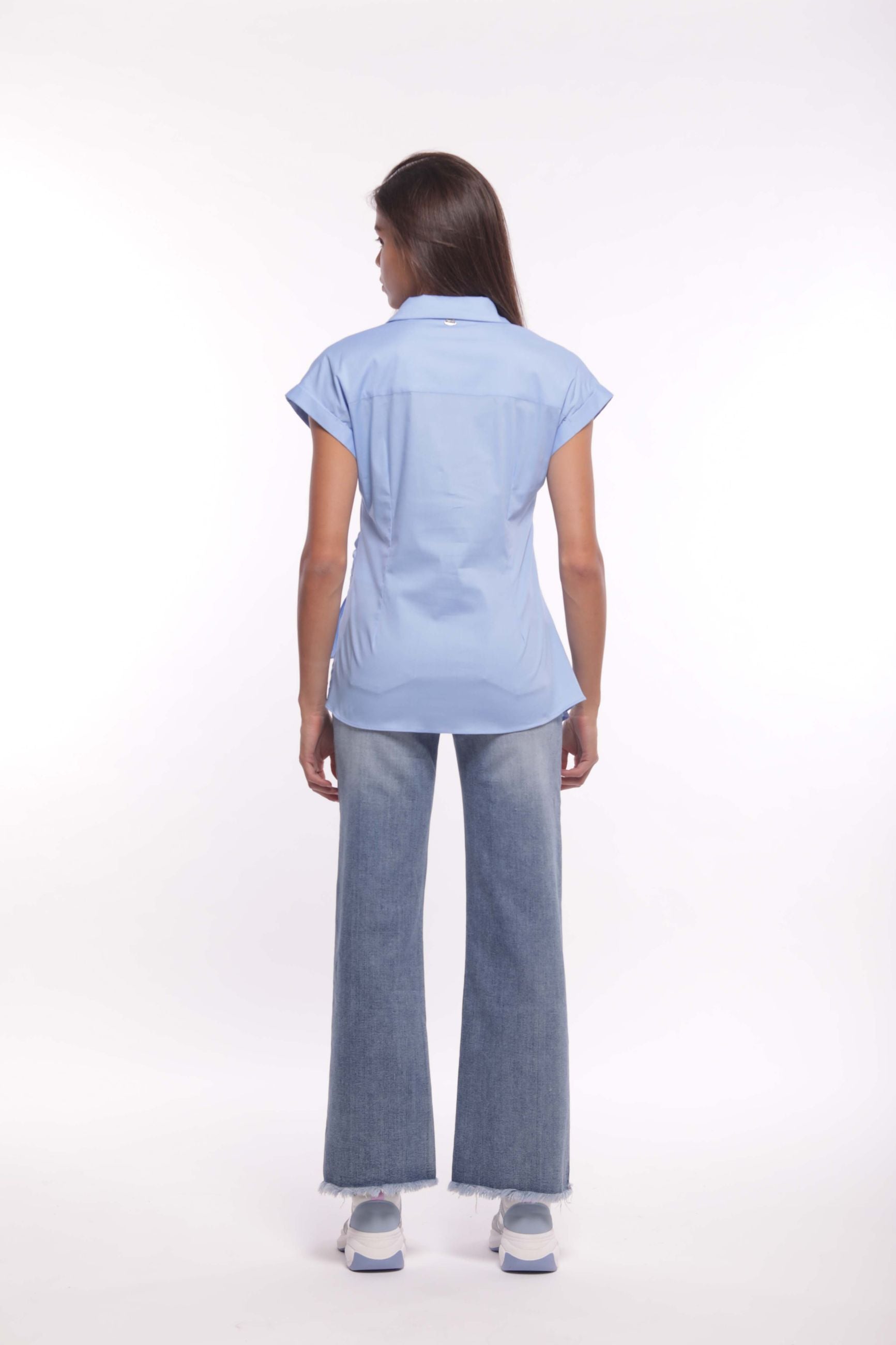 Mimi Mua Jeans Palazzo Sfrangiato con Rivetti Gioiello