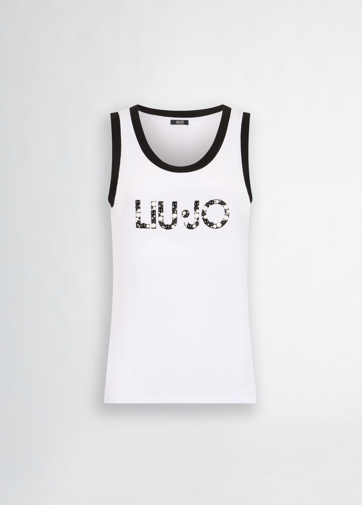 Liu Jo Top in Jersey con Logo e Perle Applicate