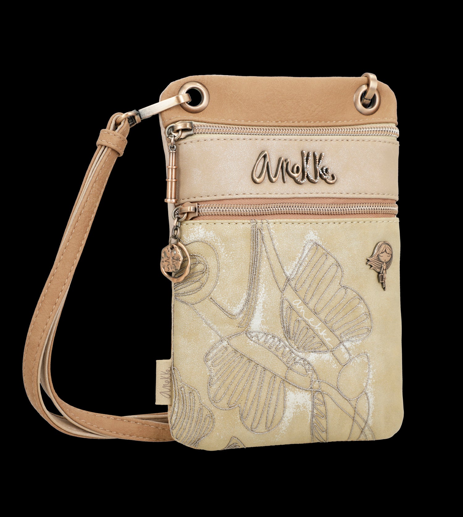 Borsa a tracolla Anekke compatta ed elegante con doppia zip