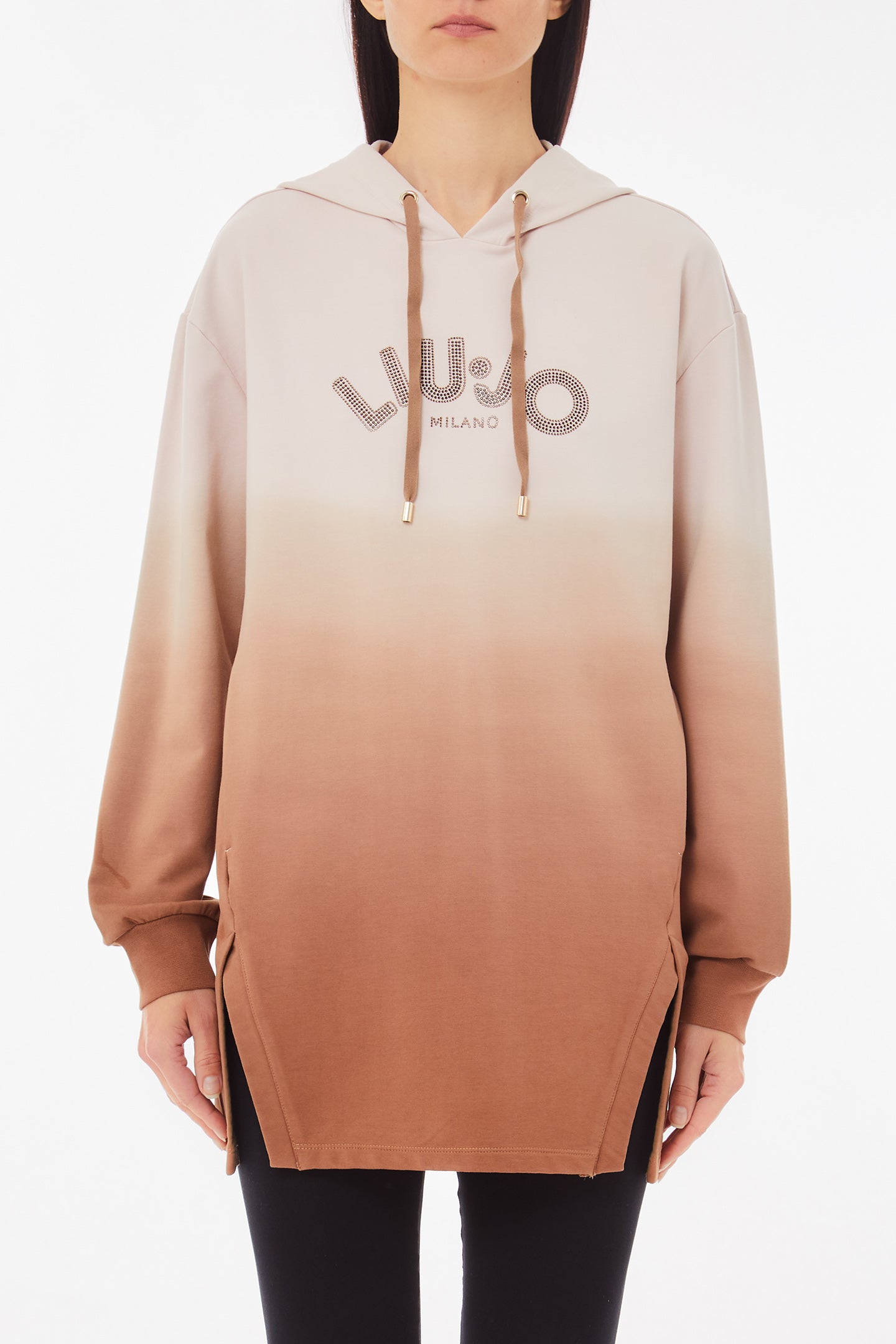 Liu Jo felpa oversize con cappuccio e logo decorato