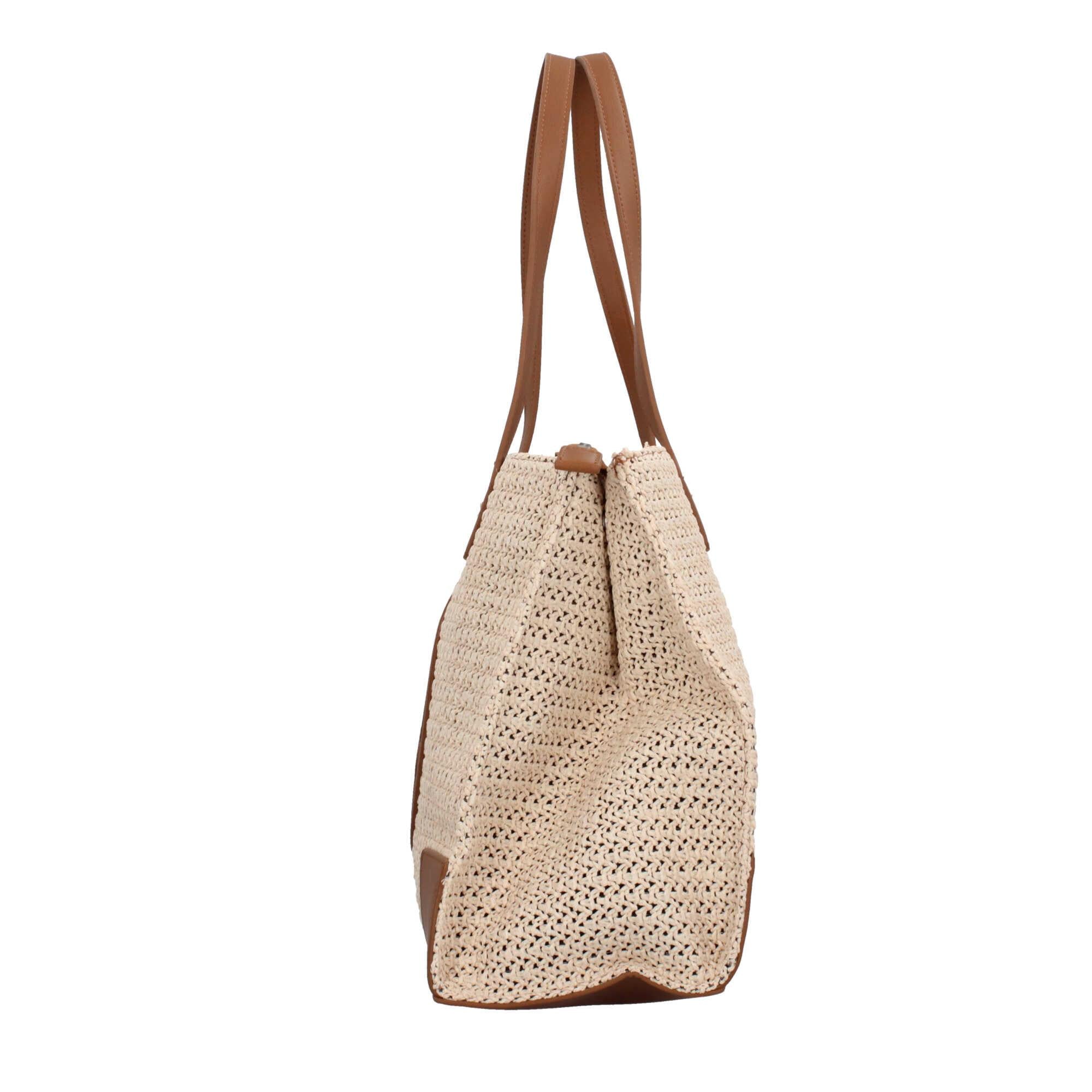 Borsa a mano Y Not in tessuto intrecciato con dettagli in ecopelle