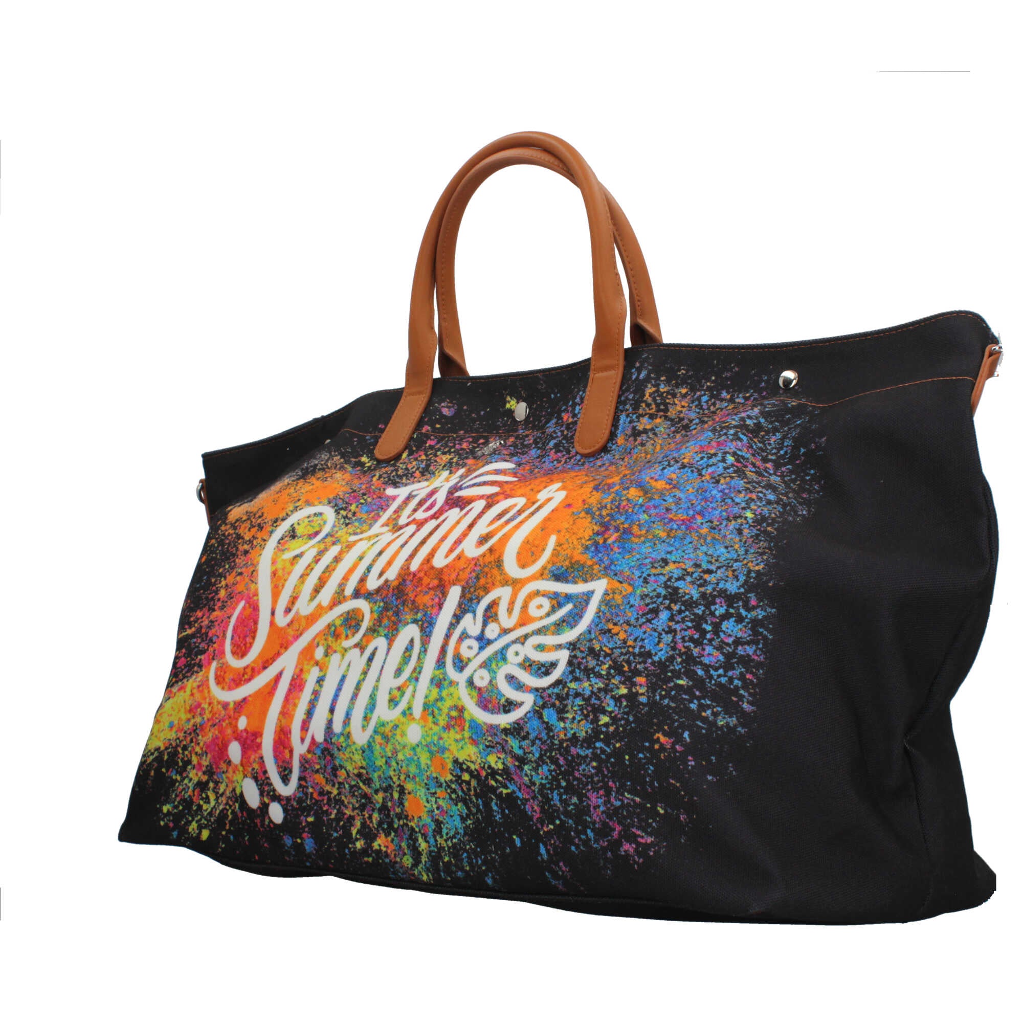 Borsa mare Ynot con stampa spray e manici in ecopelle