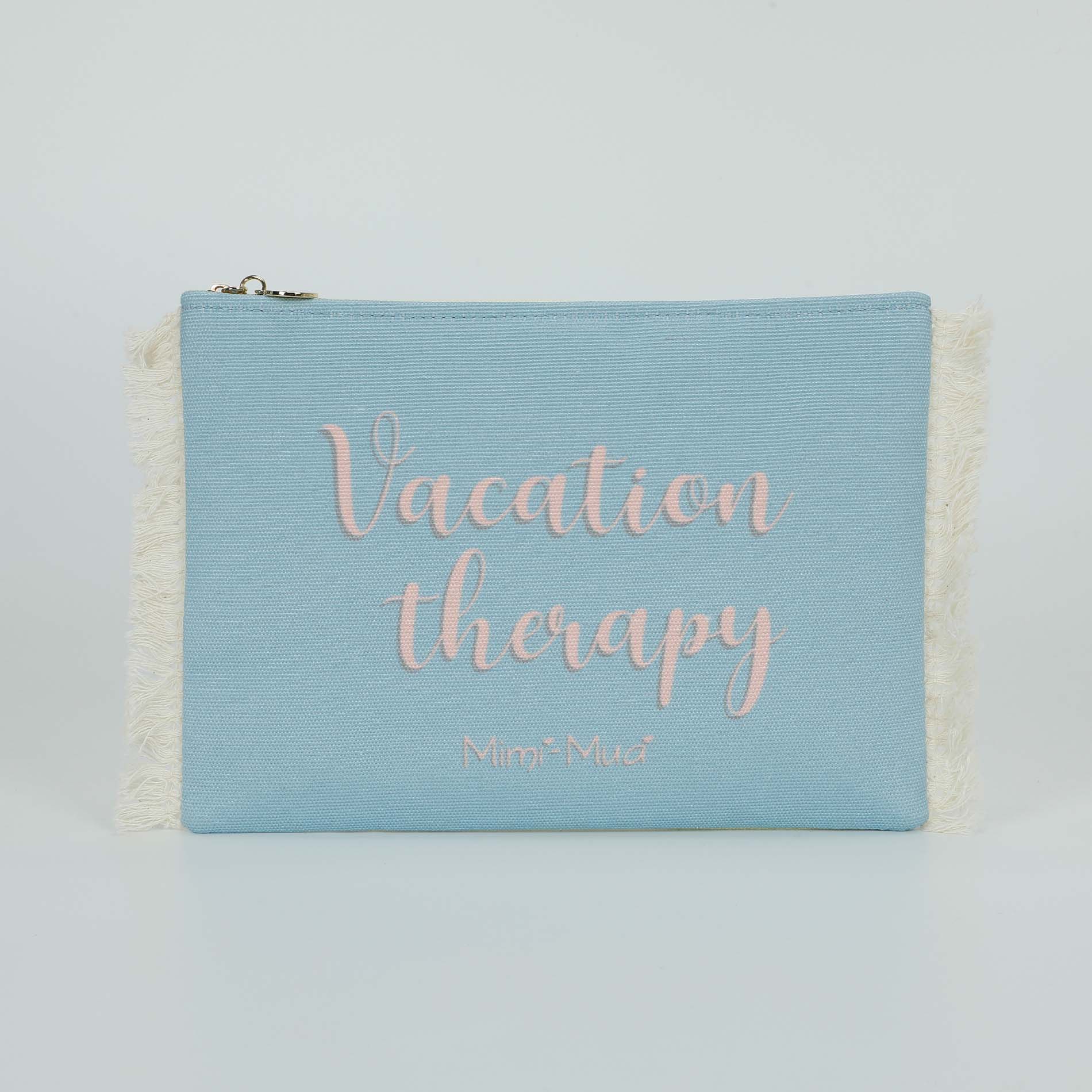 Pochette Mimi Mua con scritta decorativa e frange laterali
