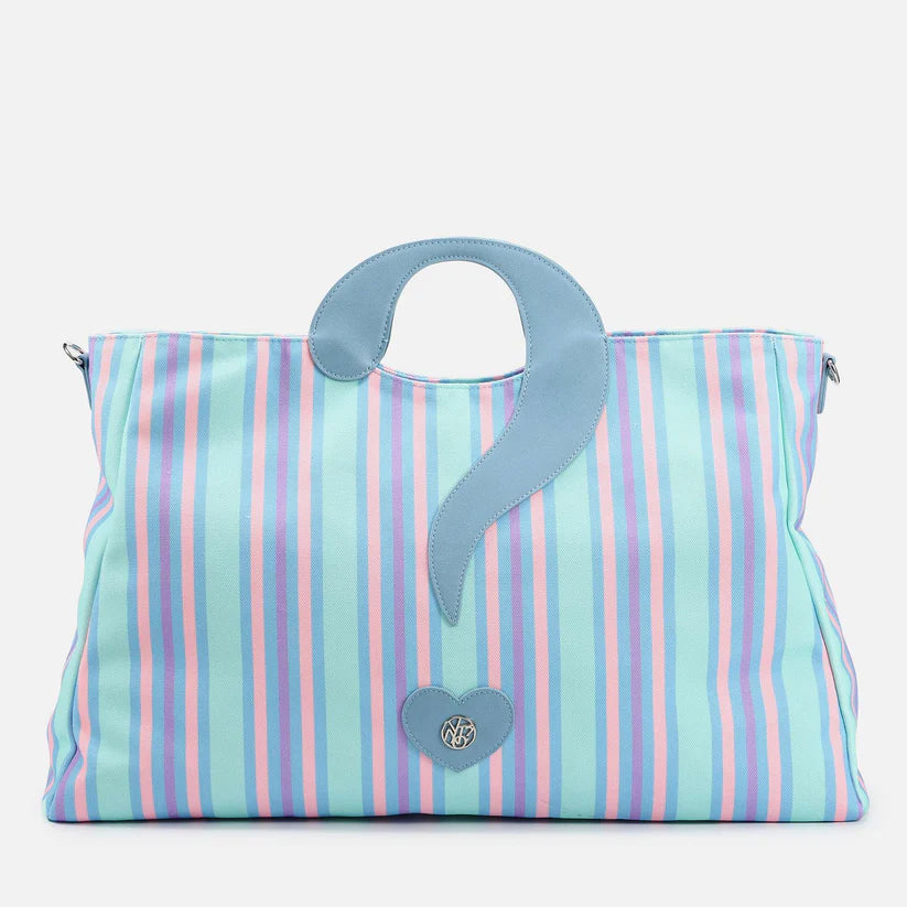 YNot borsa shopping a righe con punto interrogativo