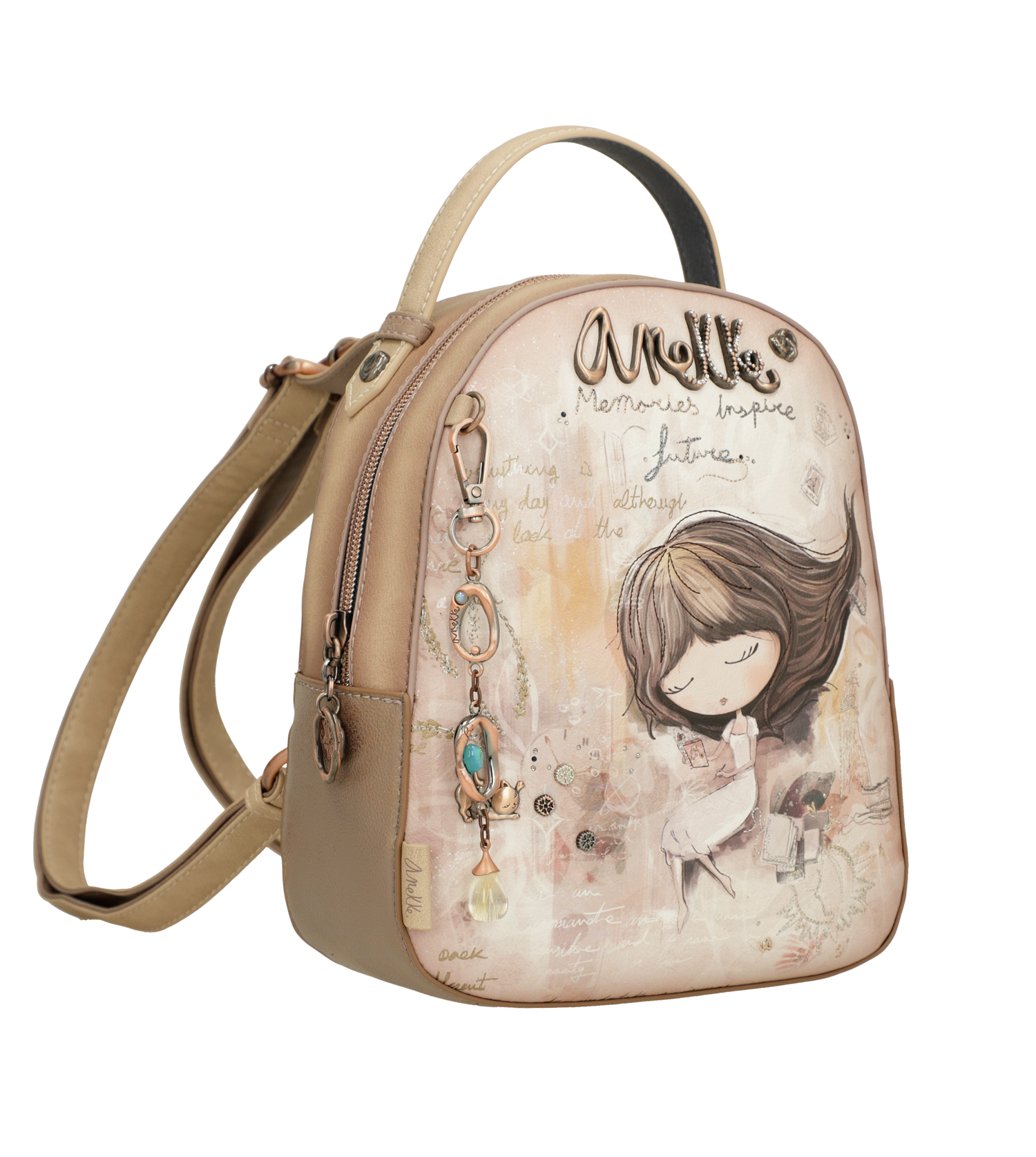 Zainetto Anekke compatto ed elegante con illustrazione artistica Beige TU | Giò Fashion
