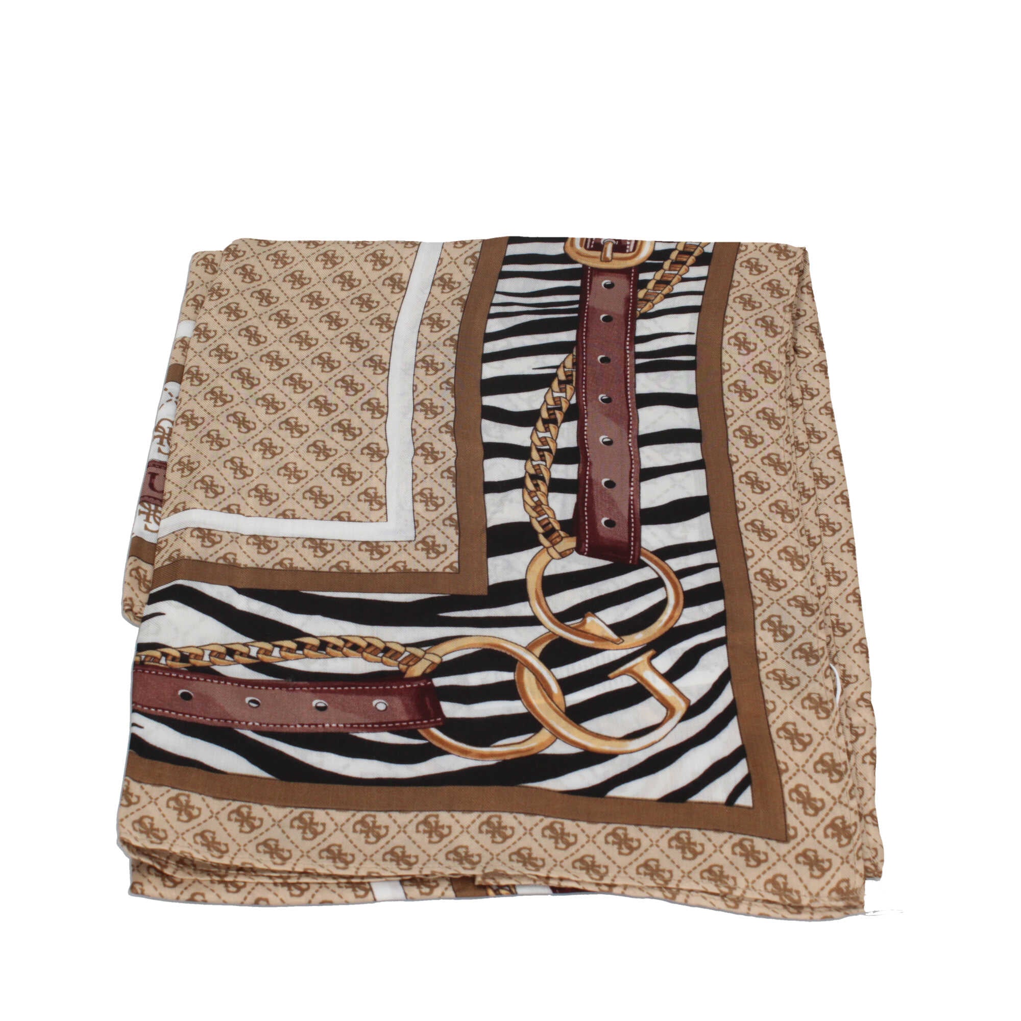 Foulard Guess in viscosa con stampa animalier e dettagli 4G