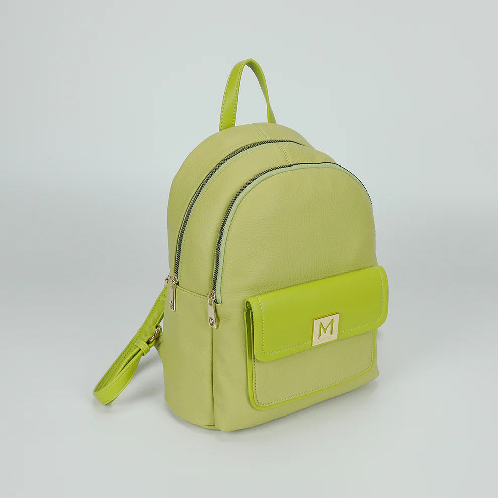 Zaino MIMI MUA con tasca frontale e logo in metallo Verde TU | Giò Fashion