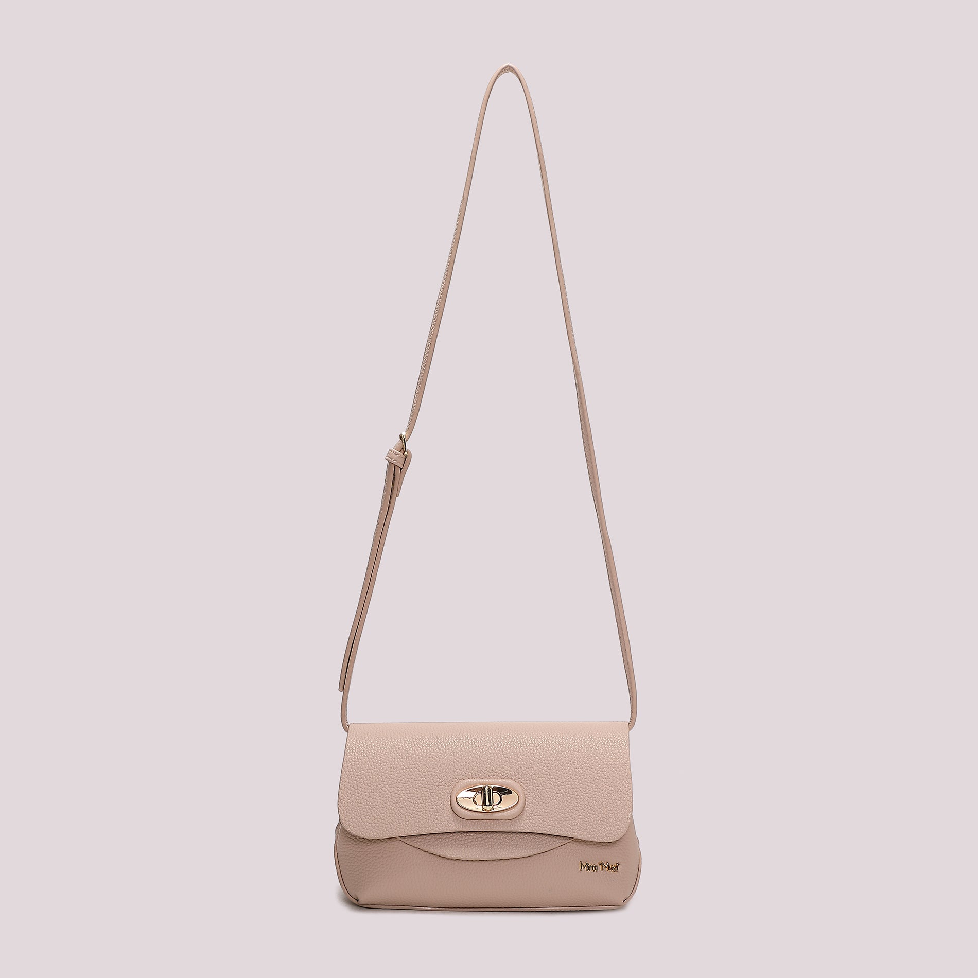 Mimi Mua borsa a tracolla elegante con patta e chiusura girevole Beige TU | Giò Fashion