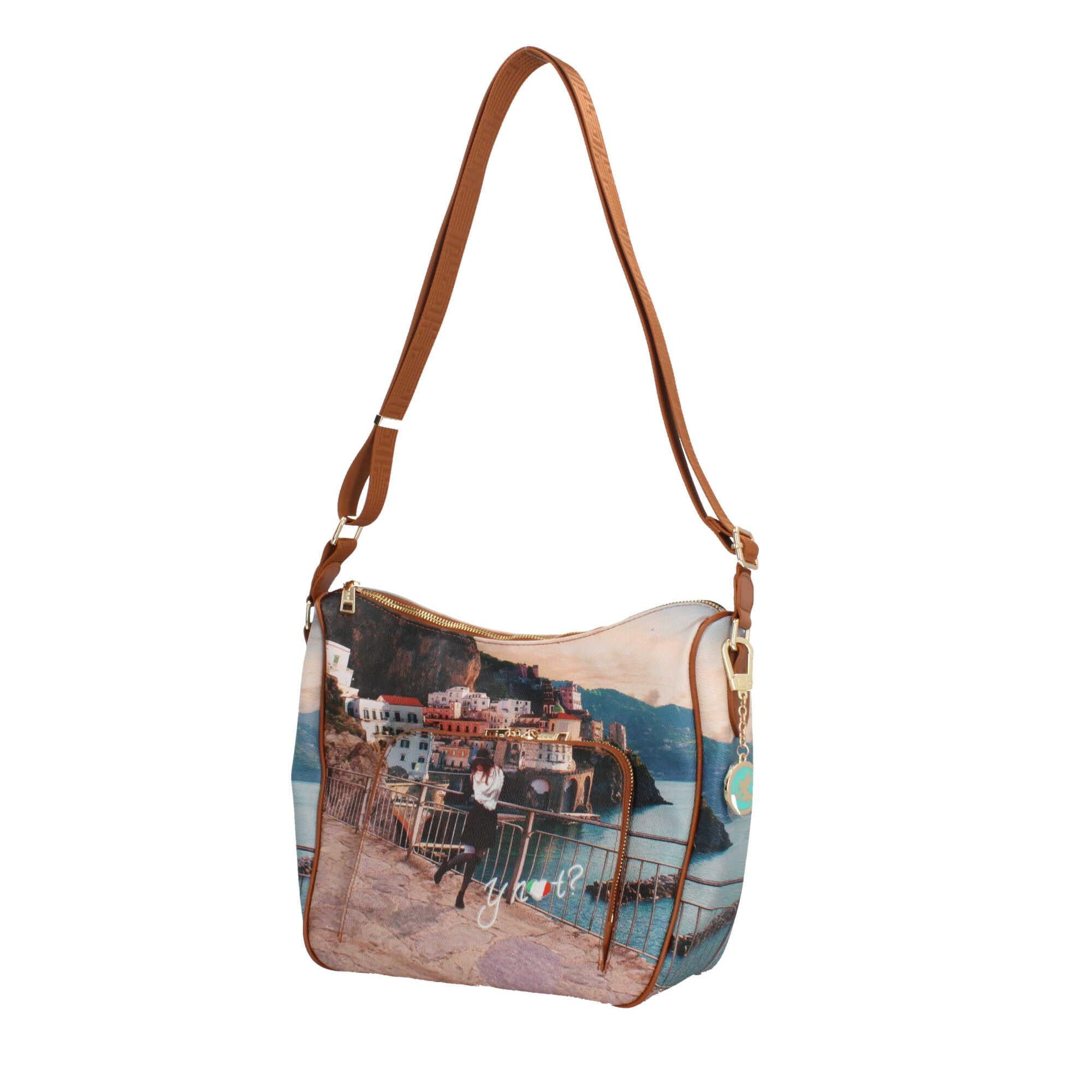 Borsa a tracolla con citta y not