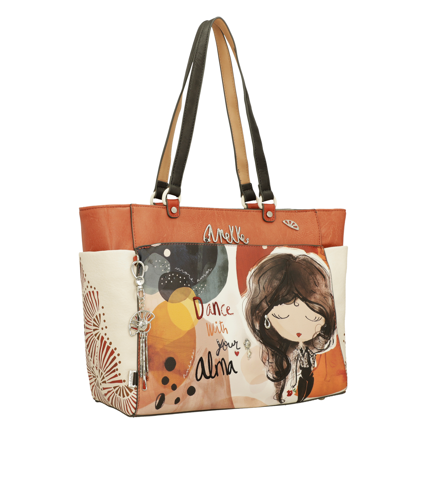 Shopper Anekke capiente con doppio manico e decorazioni artistiche Arancione TU | Giò Fashion